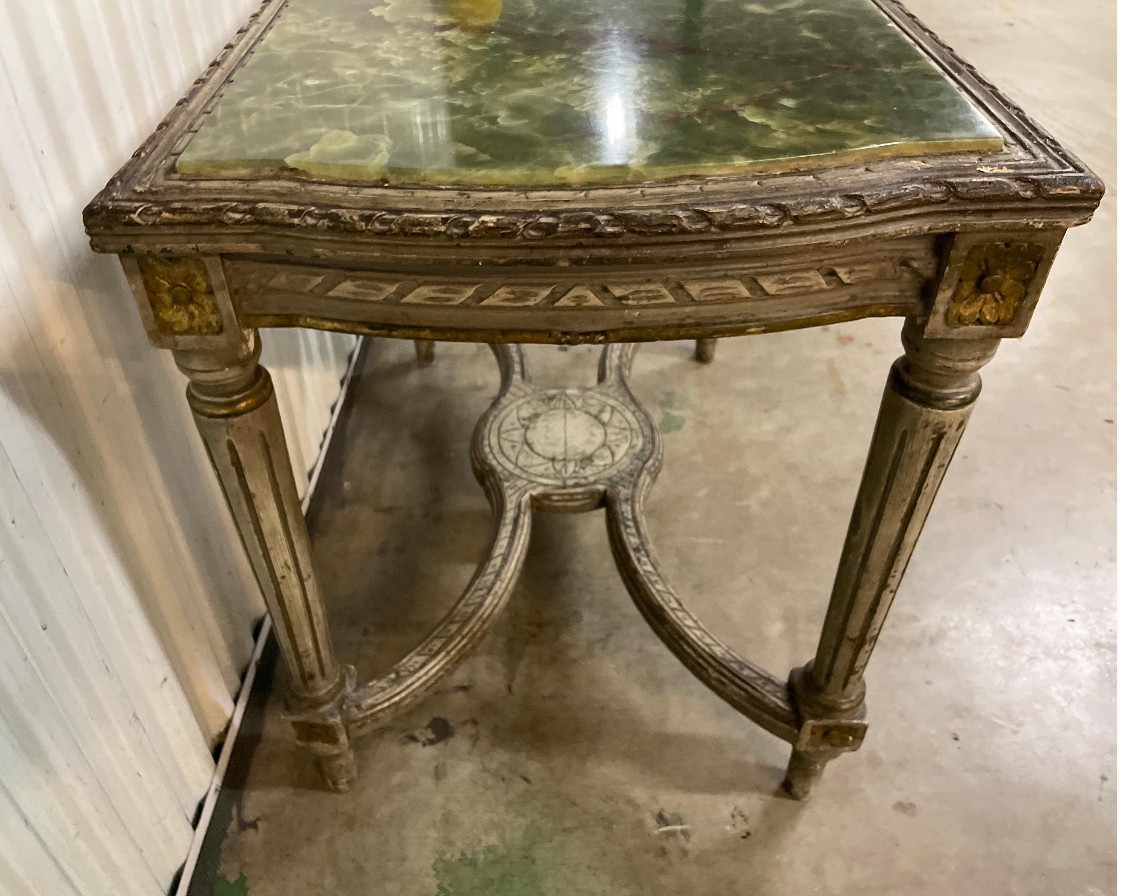 Neoclassical French Onyx Top Center Table For Sale 5