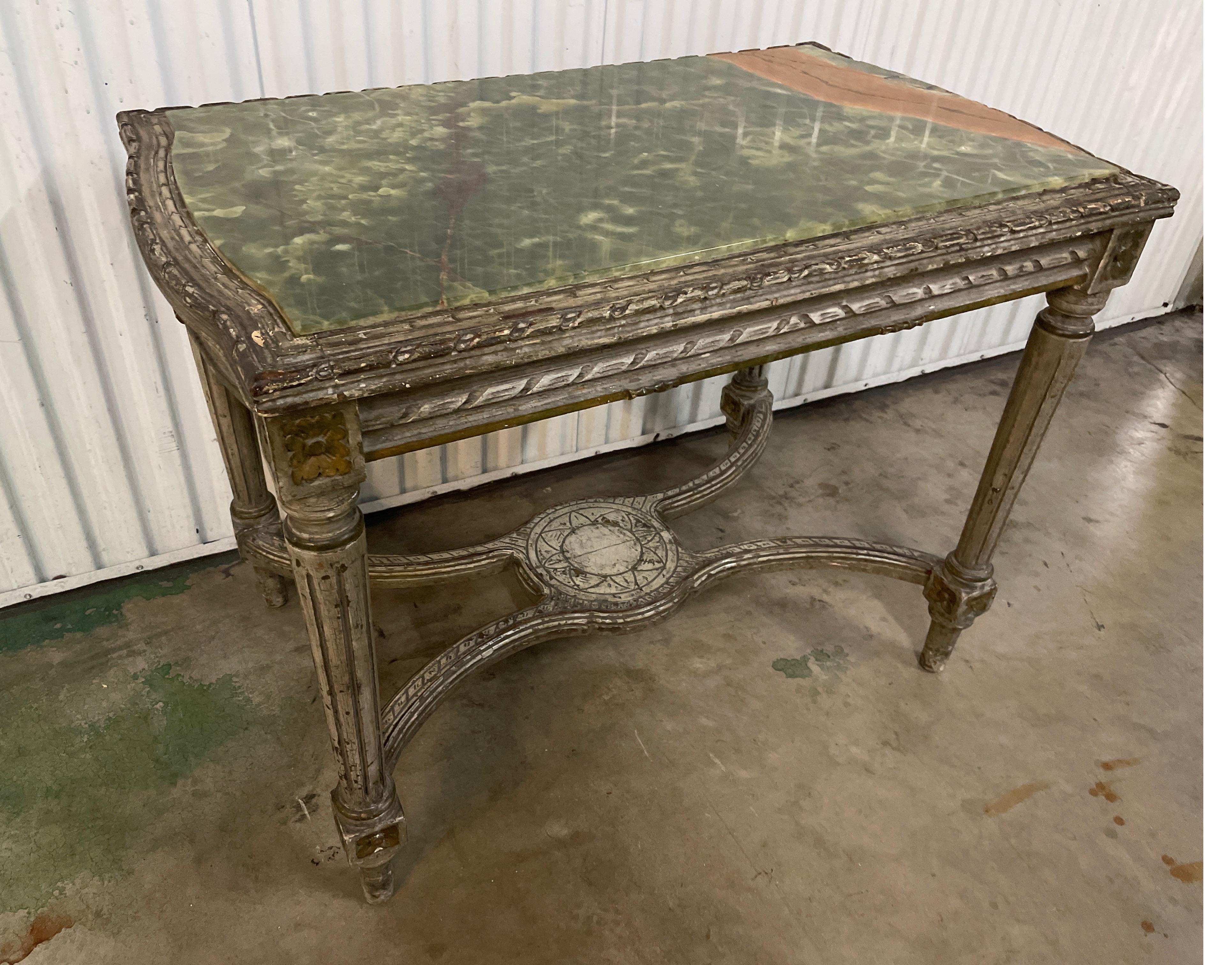Louis XVI Neoclassical French Onyx Top Center Table For Sale