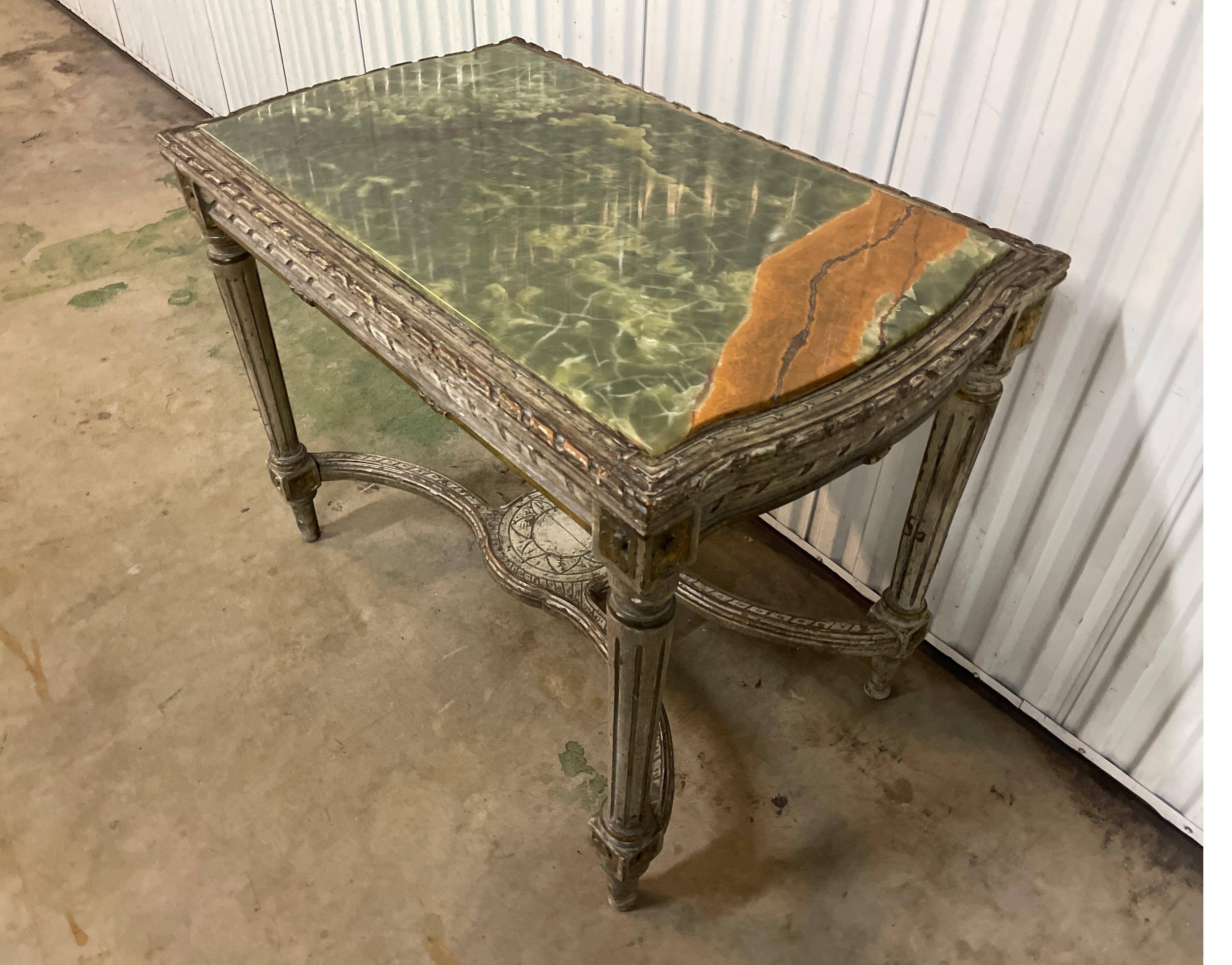 Neoclassical French Onyx Top Center Table In Good Condition For Sale In West Palm Beach, FL