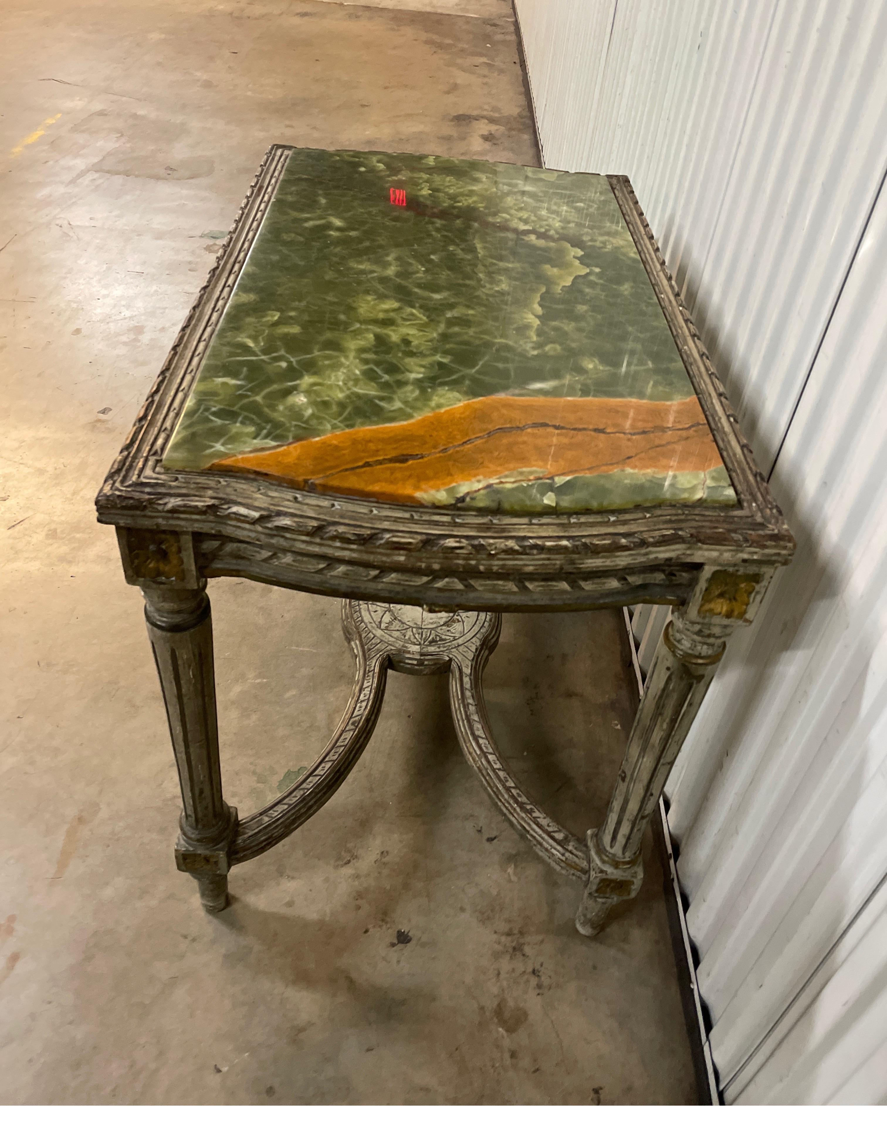 Neoclassical French Onyx Top Center Table For Sale 1