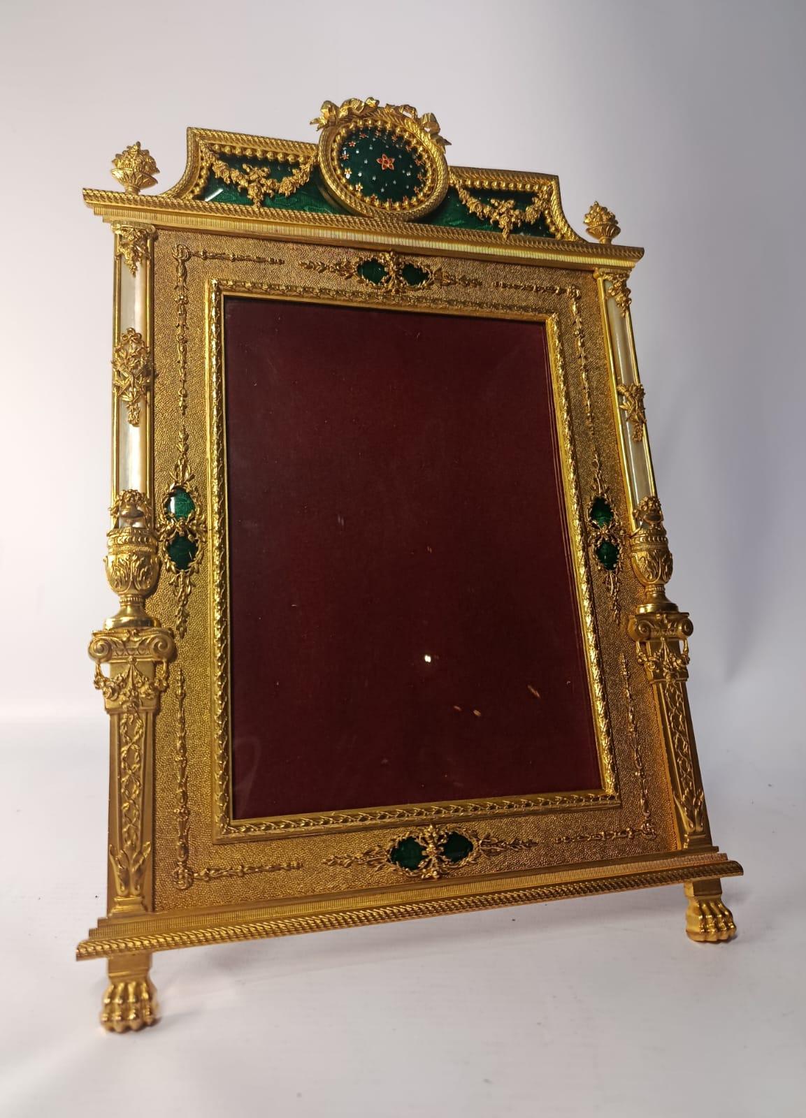 Enameled Neoclassical French Photo Frame, circa 1900 For Sale