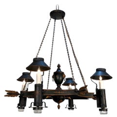 Neoclassical French Tole Argand Style Arrow Chandelier