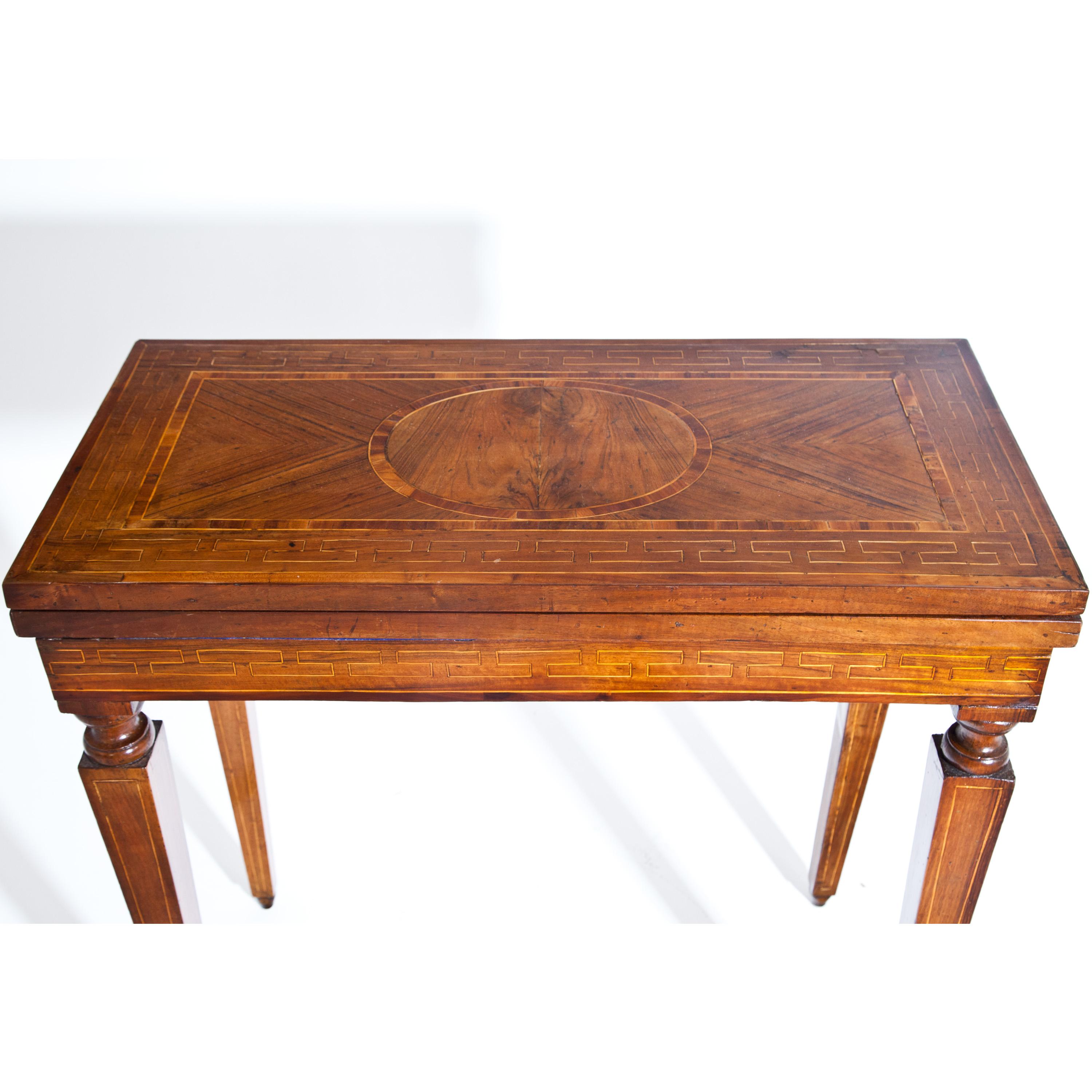 Walnut Neoclassical Game Table, Italy, circa 1800