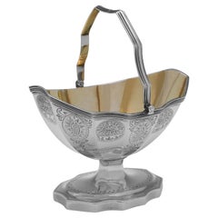 Neoclassical George III Period Antique Sterling Silver Sugar Basket, 1792