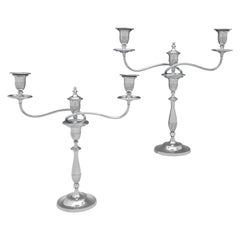 Neoclassical George III Sterling Silver Candelabra, Hallmarked in 1795