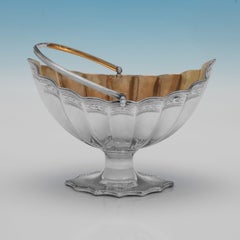 Neoclassical George III Sterling Silver Sugar Basket by G. Smith II London, 1789
