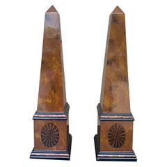 Obeliscos neoclásicos georgianos de madera con incrustaciones, Pareja