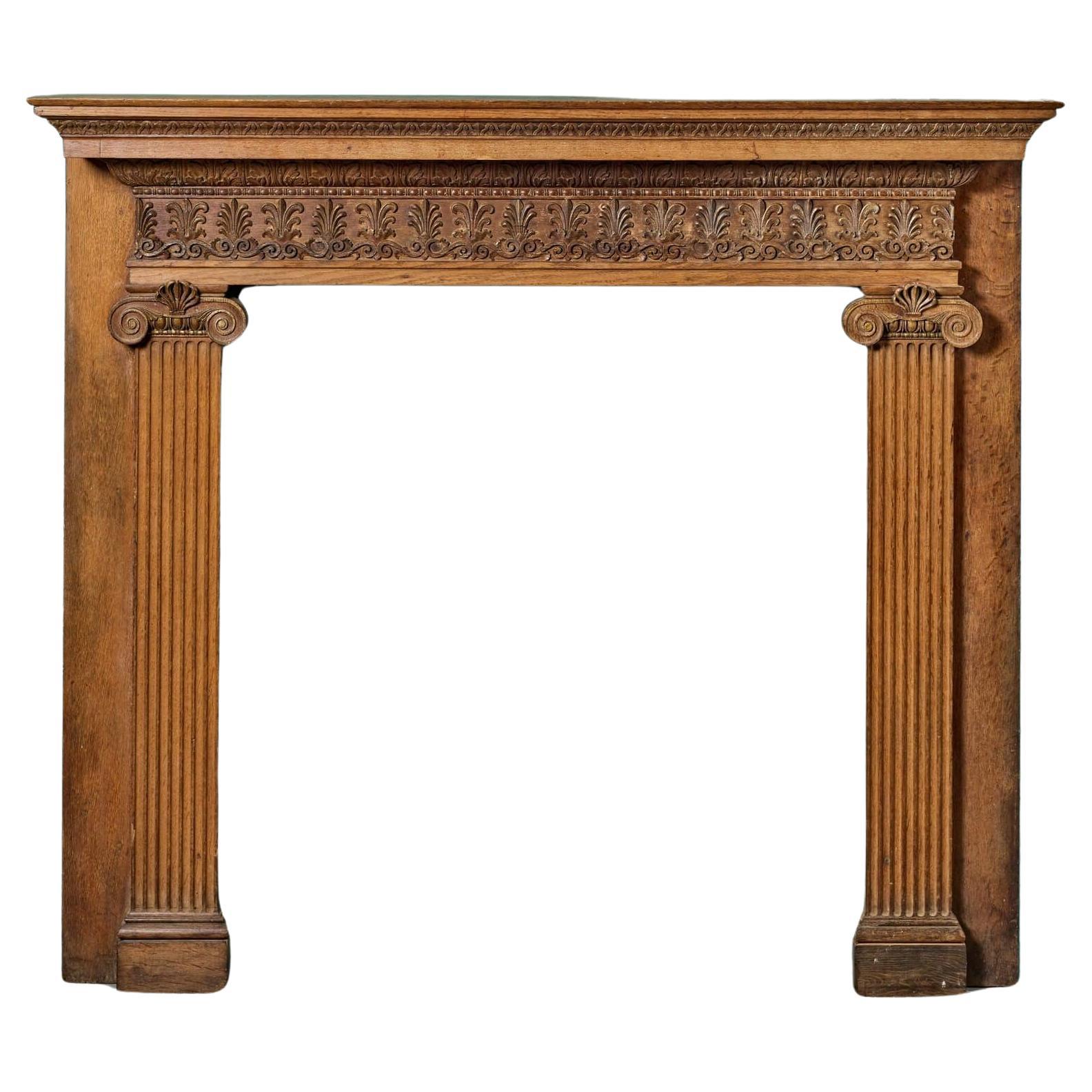 Neoclassical Georgian Style English Oak Fireplace For Sale