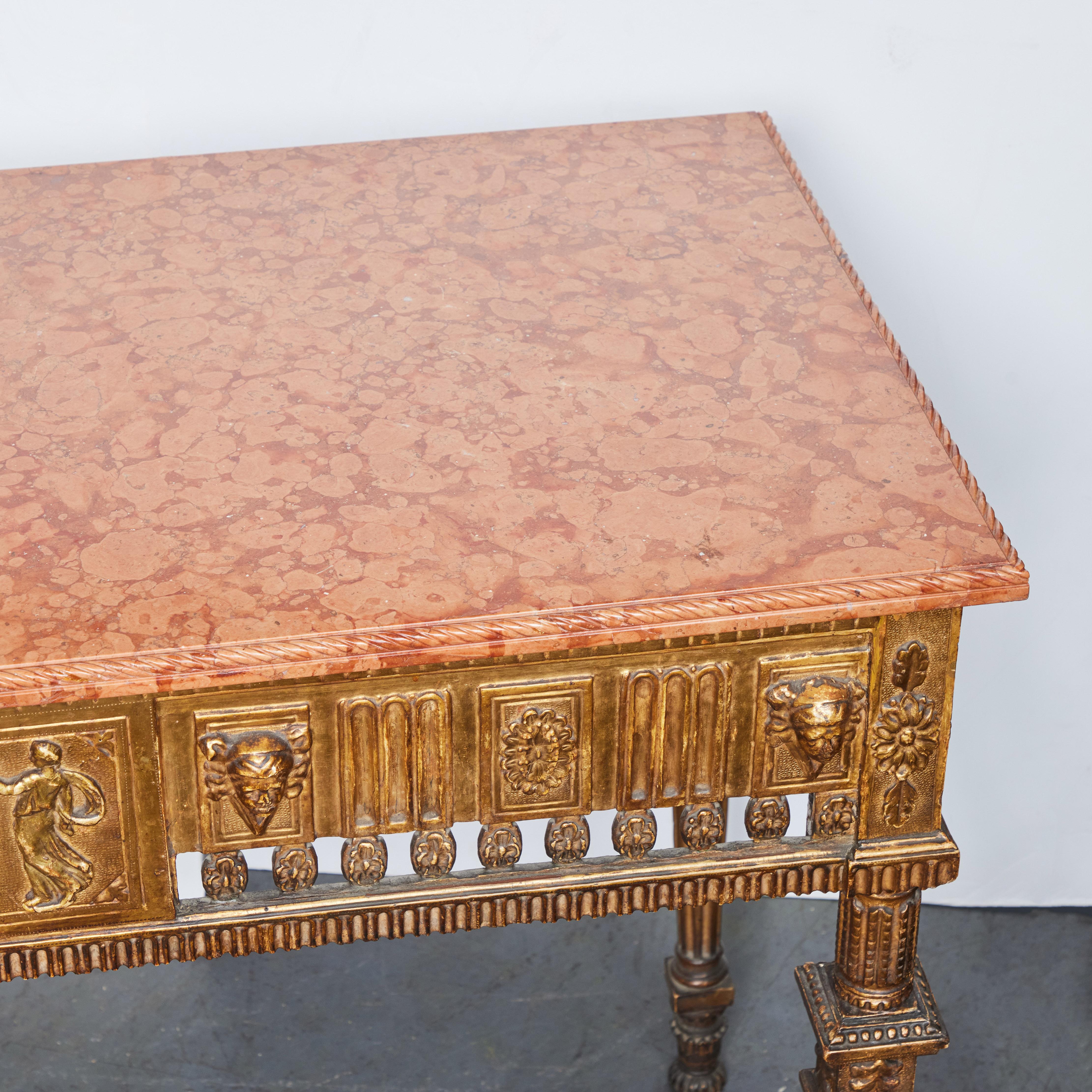 18th Century and Earlier Neoclassical Gilded Console with Marble Top For Sale