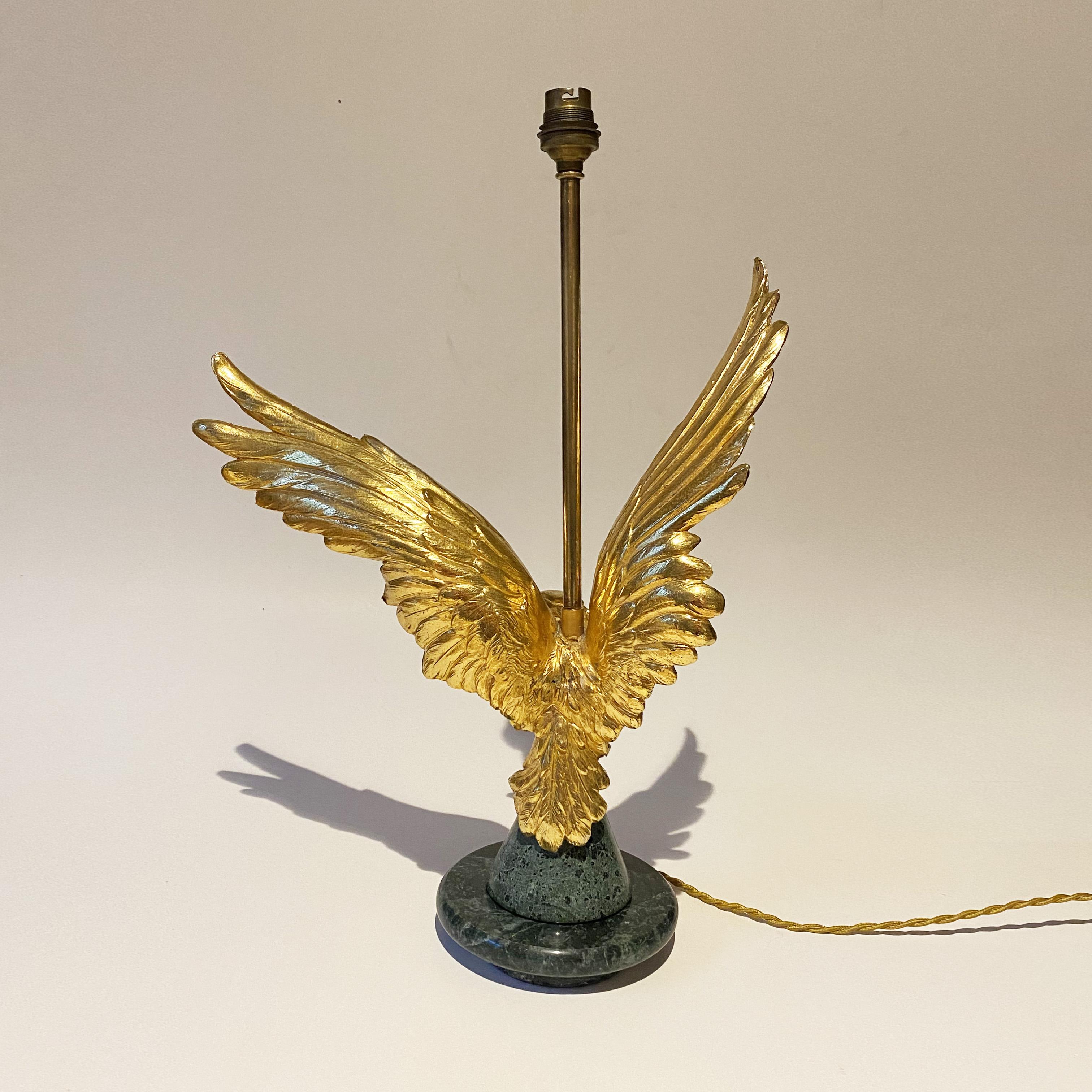 Neoclassical Gilded Eagle Lamp in the style of Maison Charles, 1970s. For Sale 3