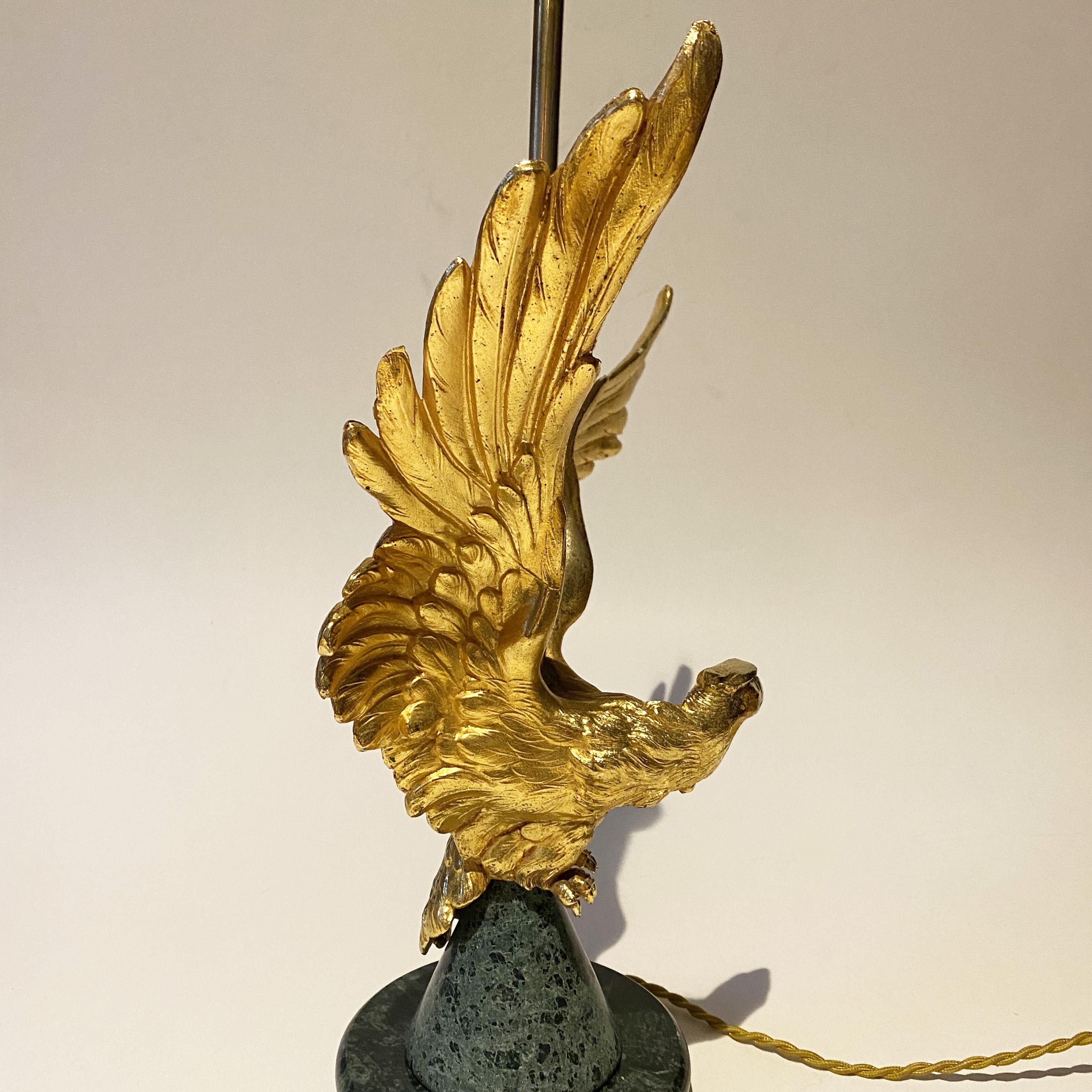Federal Neoclassical Gilded Eagle Lamp in the style of Maison Charles, 1970s. For Sale