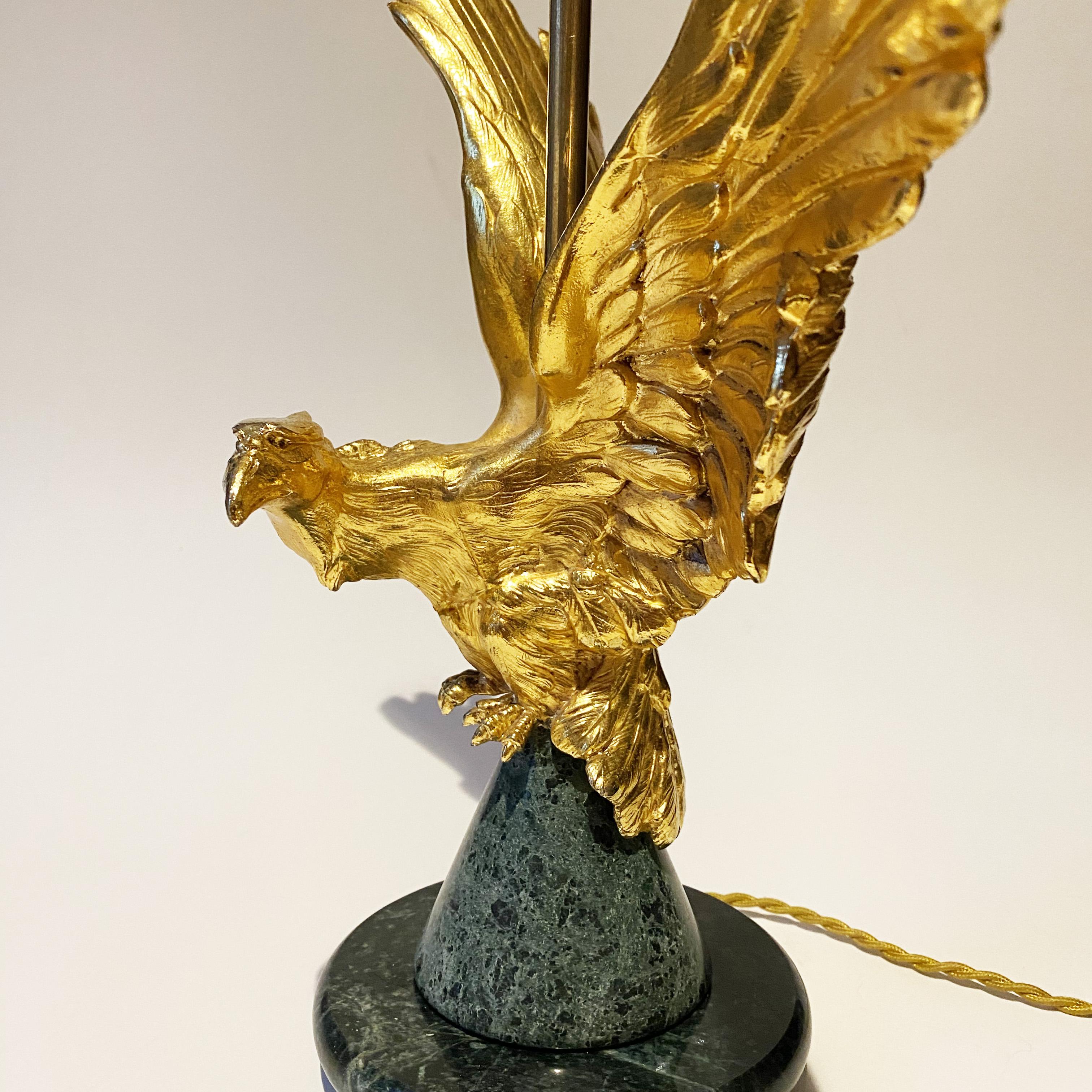 Late 20th Century Neoclassical Gilded Eagle Lamp in the style of Maison Charles, 1970s. For Sale