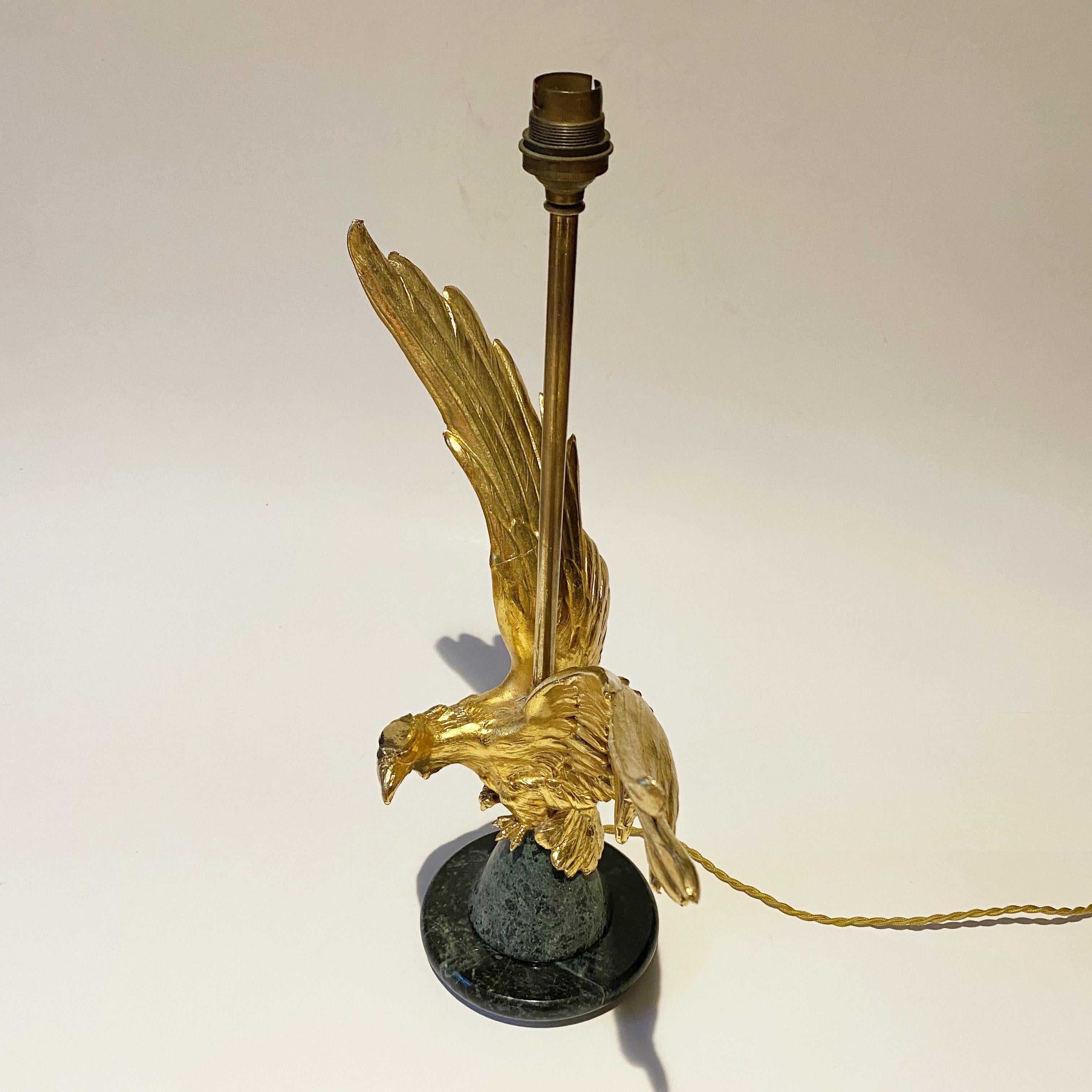 Metal Neoclassical Gilded Eagle Lamp in the style of Maison Charles, 1970s. For Sale