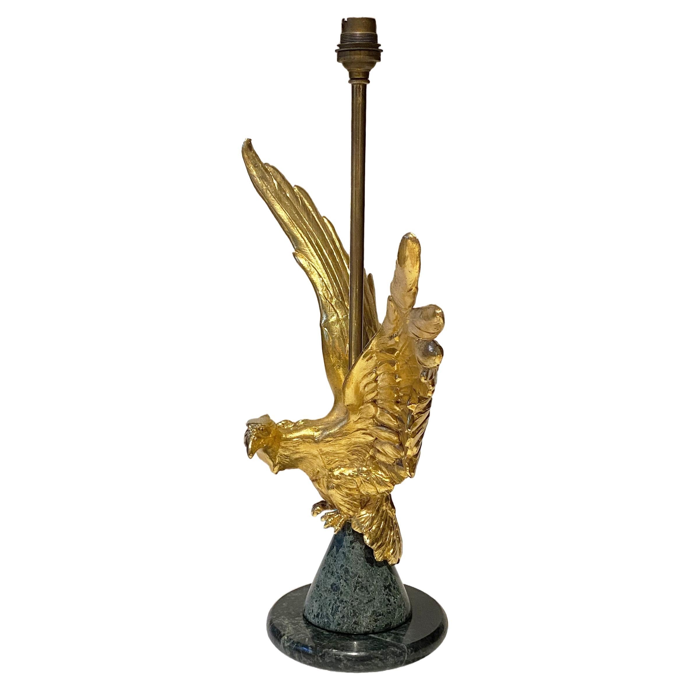 Neoclassical Gilded Eagle Lamp in the style of Maison Charles, 1970s. For Sale
