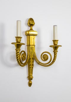 Neoclassical Gilt Bronze 2-Arm Spiral Sconces 'Pair'