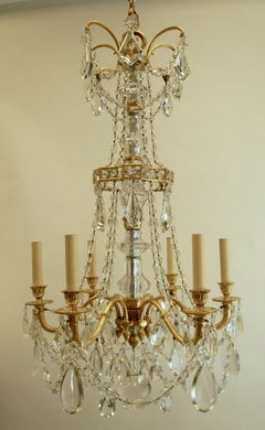 Neoclassical Gilt Bronze and Crystal Chandelier by E. F. Caldwell