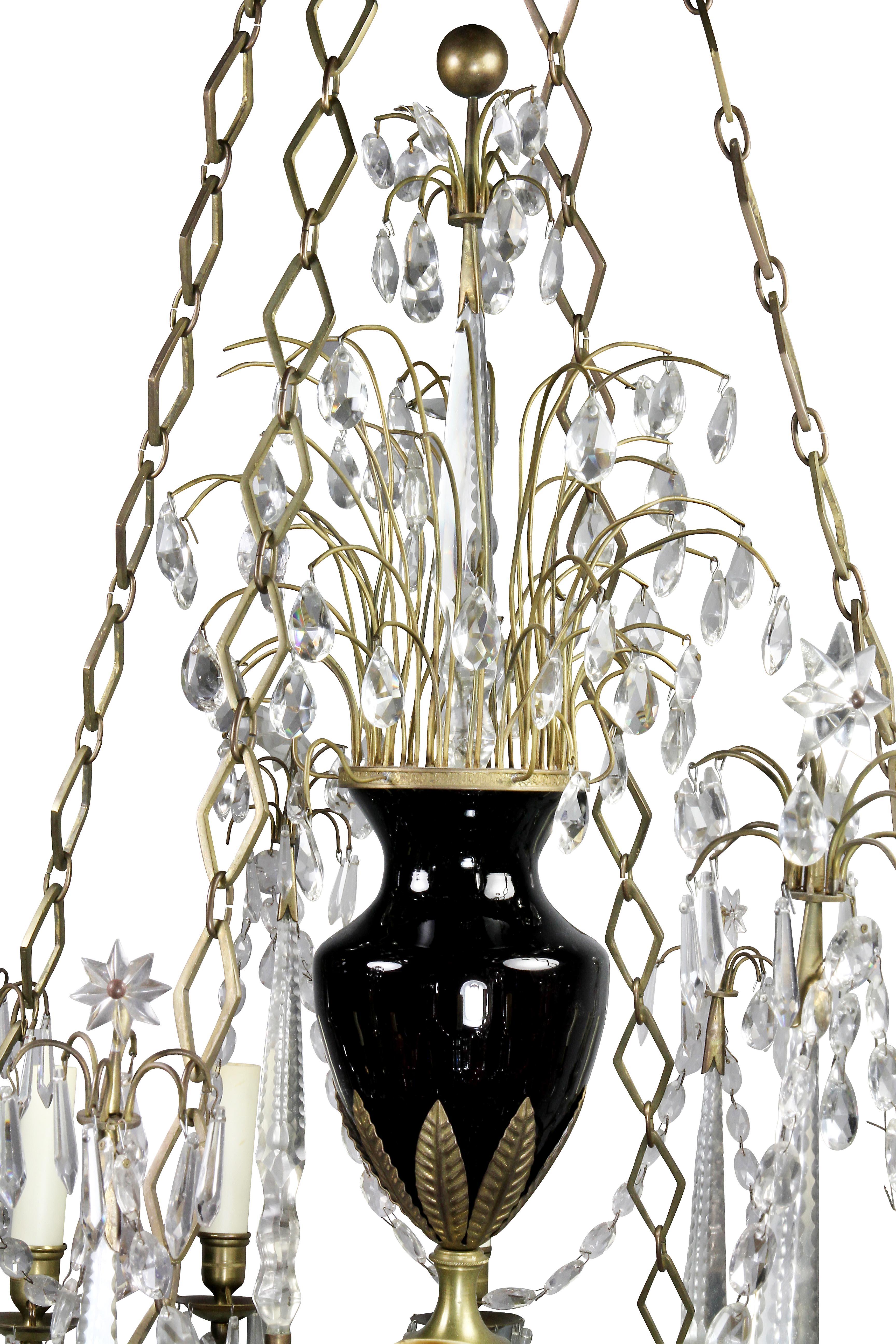 Neoclassical Revival Neoclassical Gilt Bronze and Cut Glass Chandelier For Sale