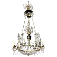 Antique Neoclassical Gilt Bronze and Cut Glass Chandelier