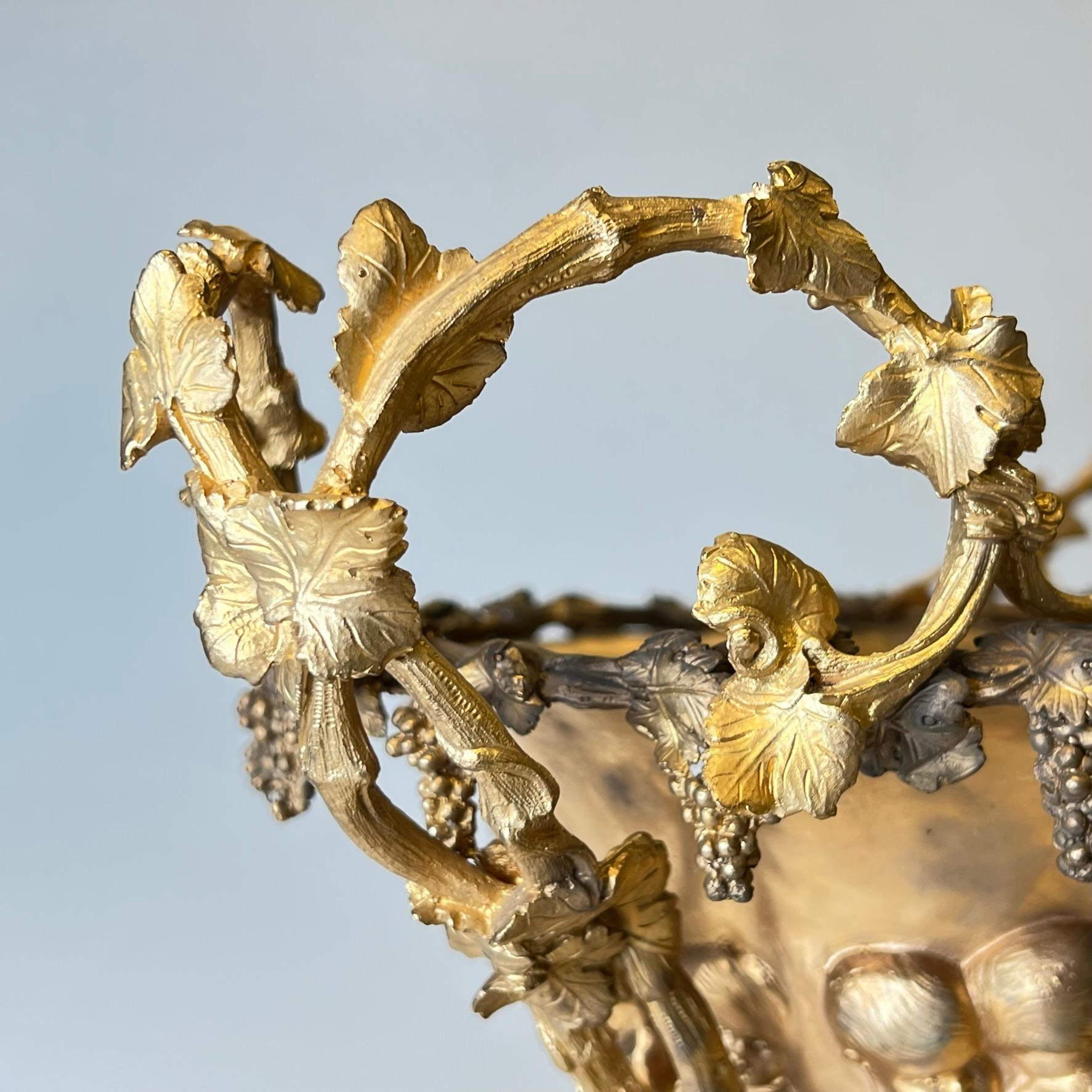 Neoclassical Gilt Bronze Jardiniere with Bacchanal Motif in Louis XVI Style 6