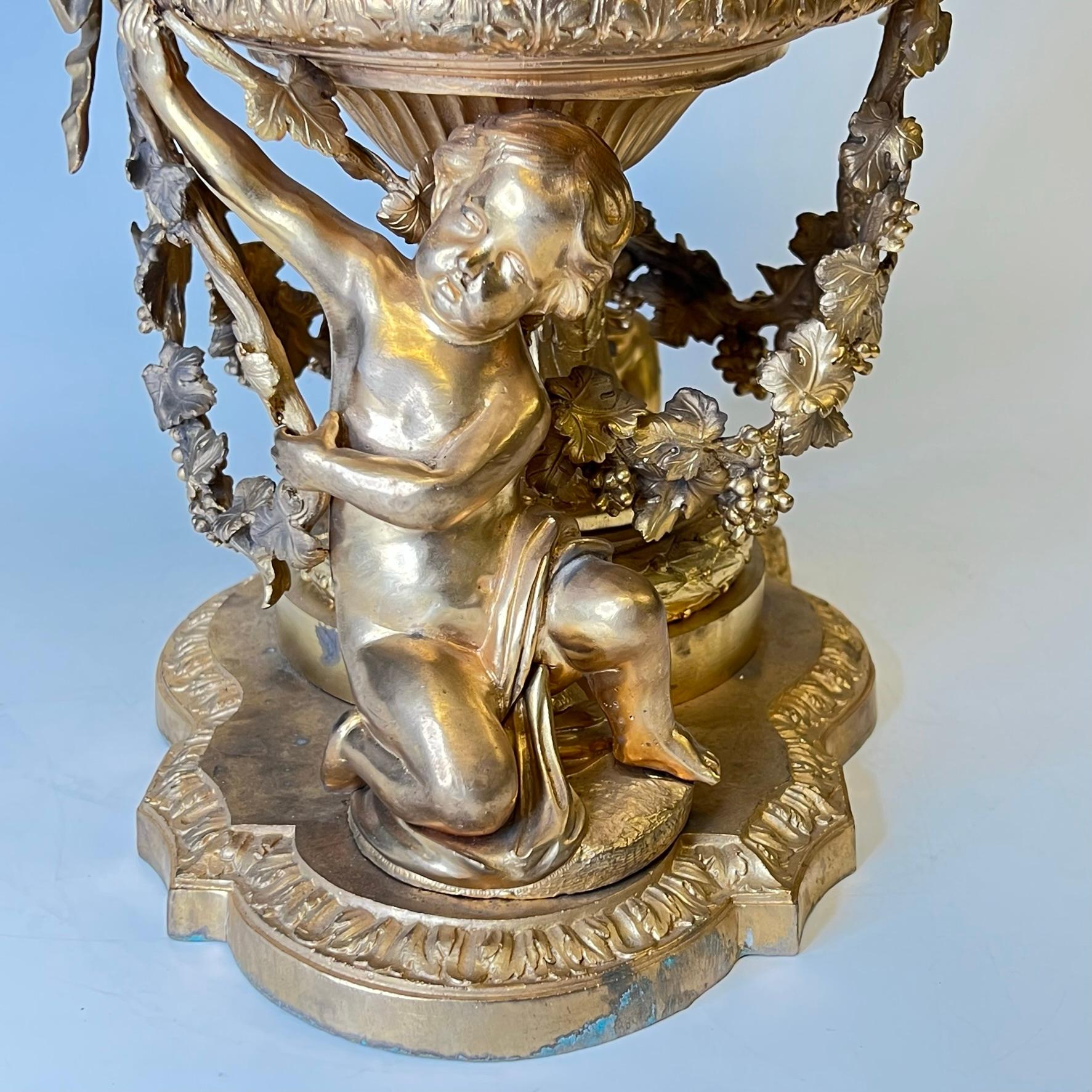 Neoclassical Gilt Bronze Jardiniere with Bacchanal Motif in Louis XVI Style 7