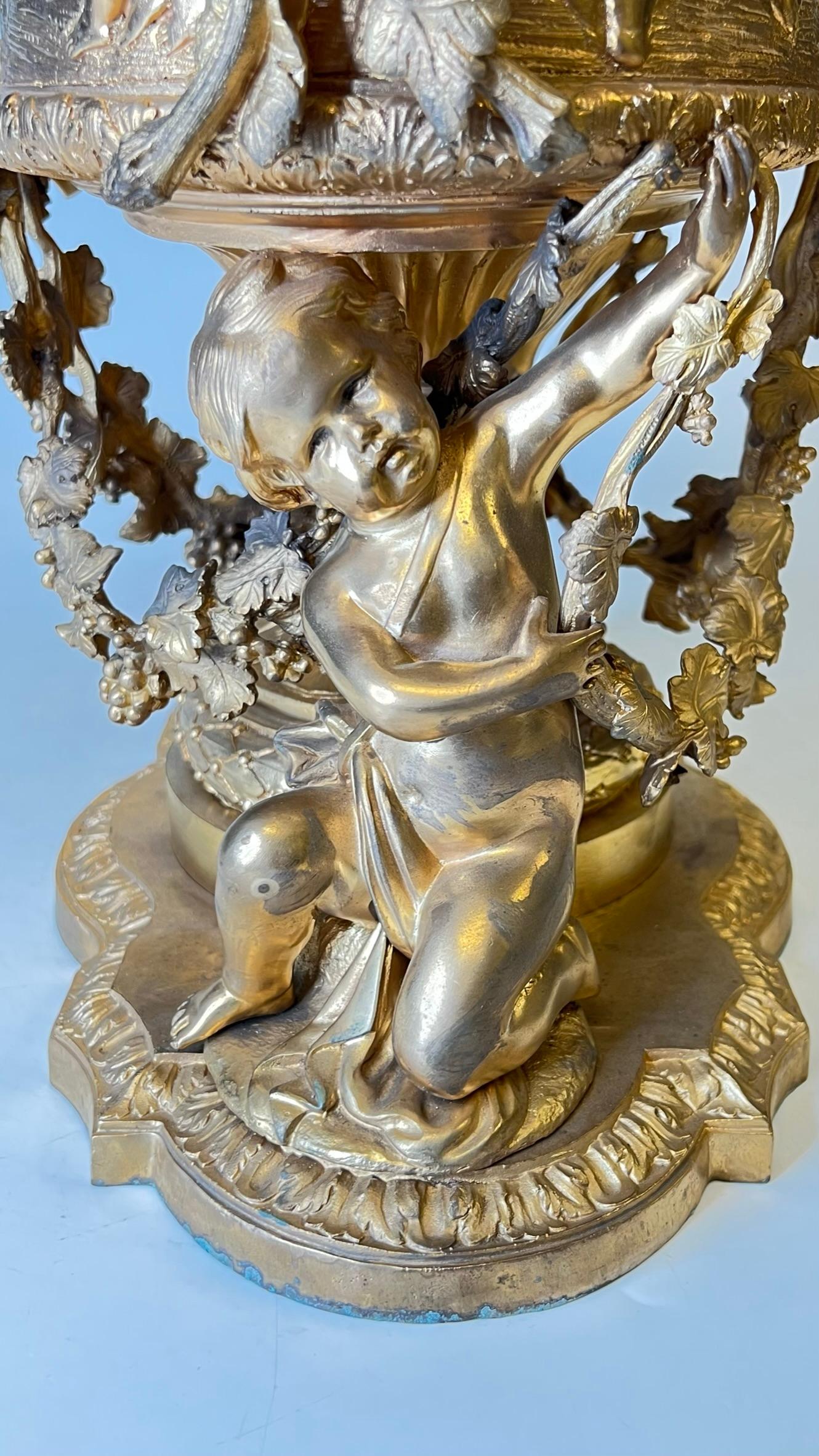 Neoclassical Gilt Bronze Jardiniere with Bacchanal Motif in Louis XVI Style 10