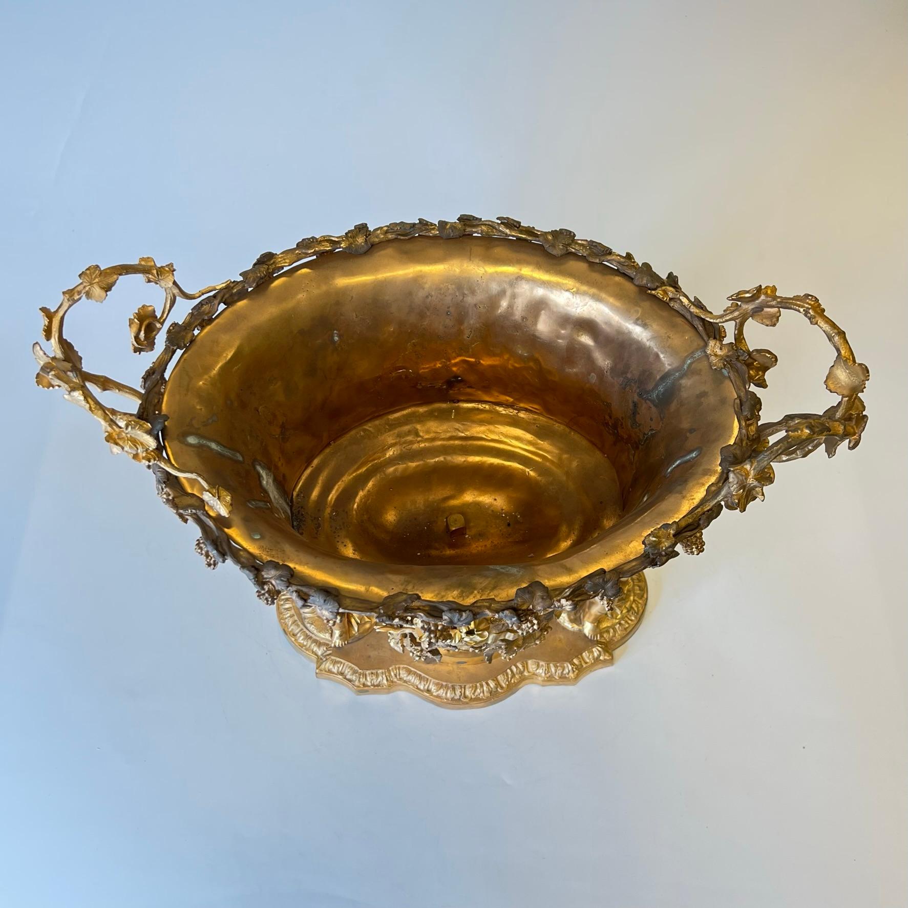 Neoclassical Gilt Bronze Jardiniere with Bacchanal Motif in Louis XVI Style 12