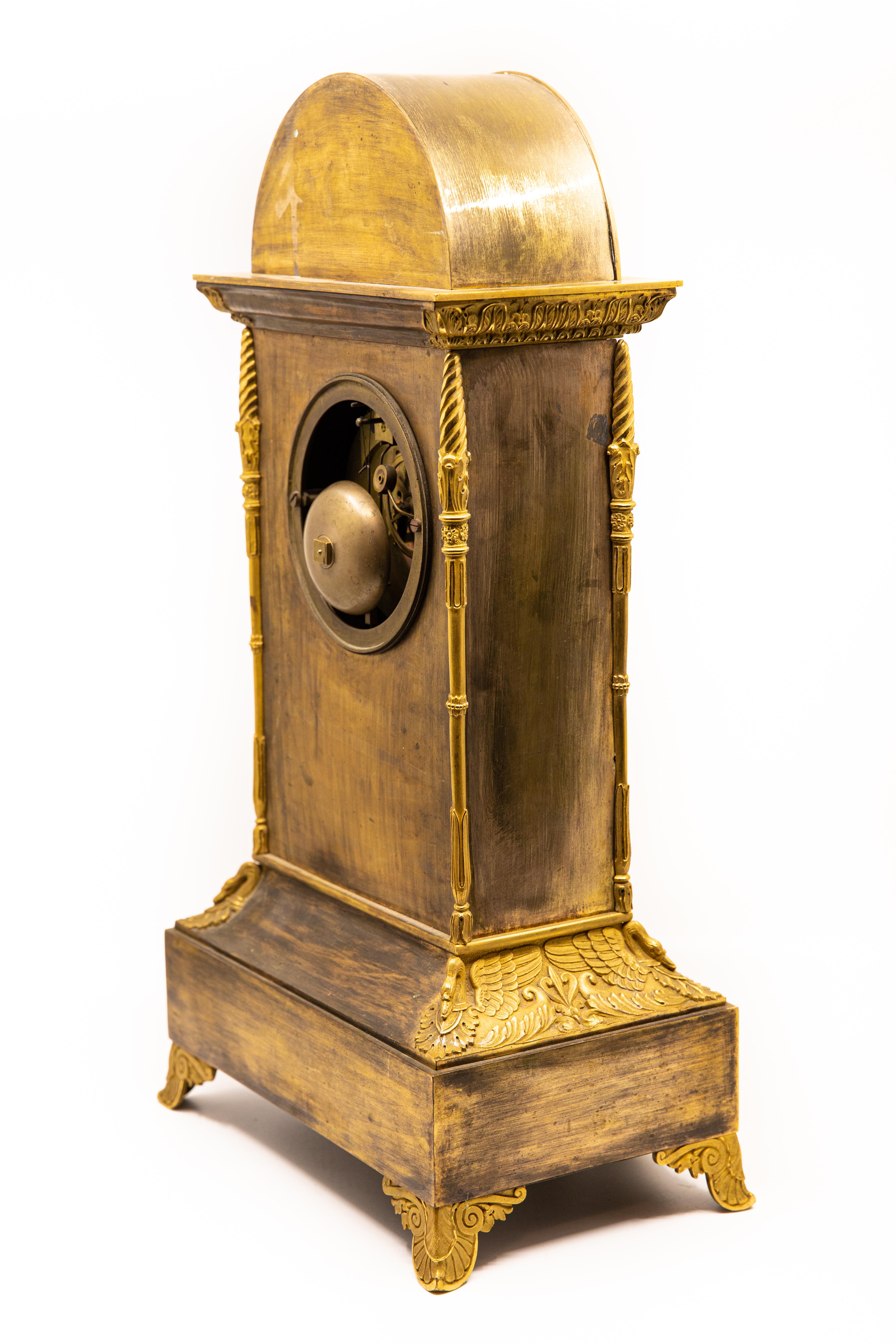 French Neoclassical Gilt Bronze Mantel Clock