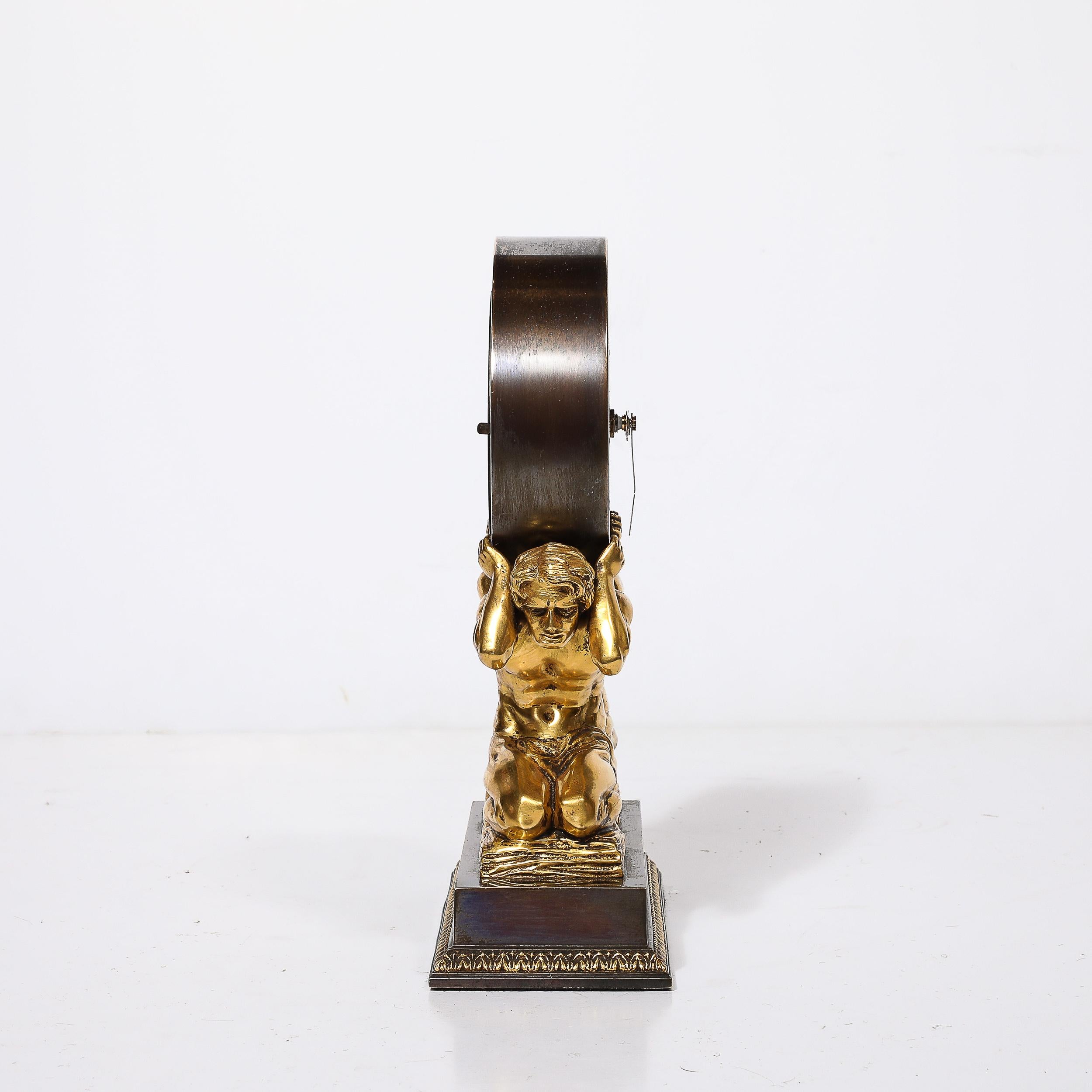 Neoclassical Gilt Bronze Mantlepiece Clock by Sterling Bronze Co. For Sale 6