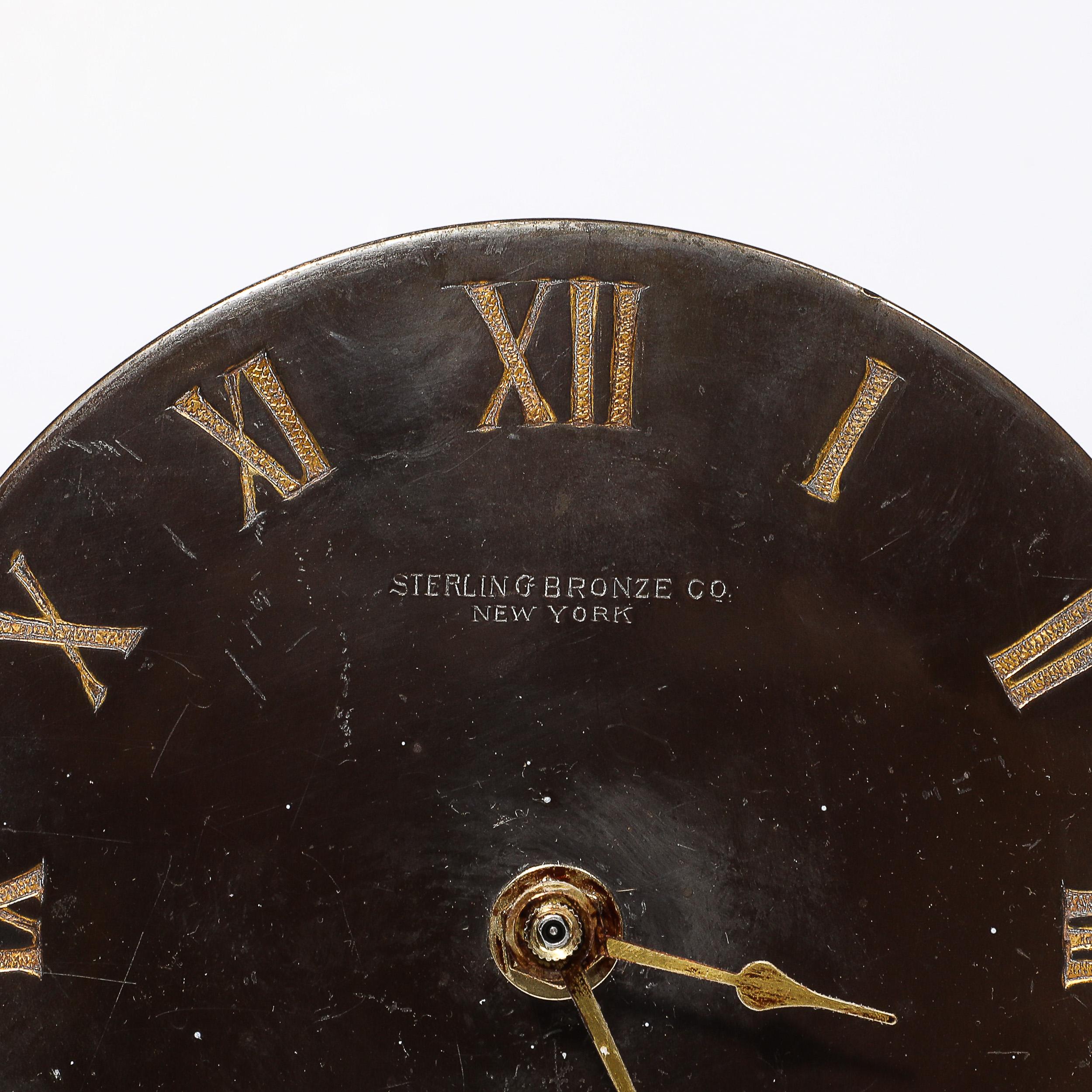 Neoclassical Gilt Bronze Mantlepiece Clock by Sterling Bronze Co. For Sale 1