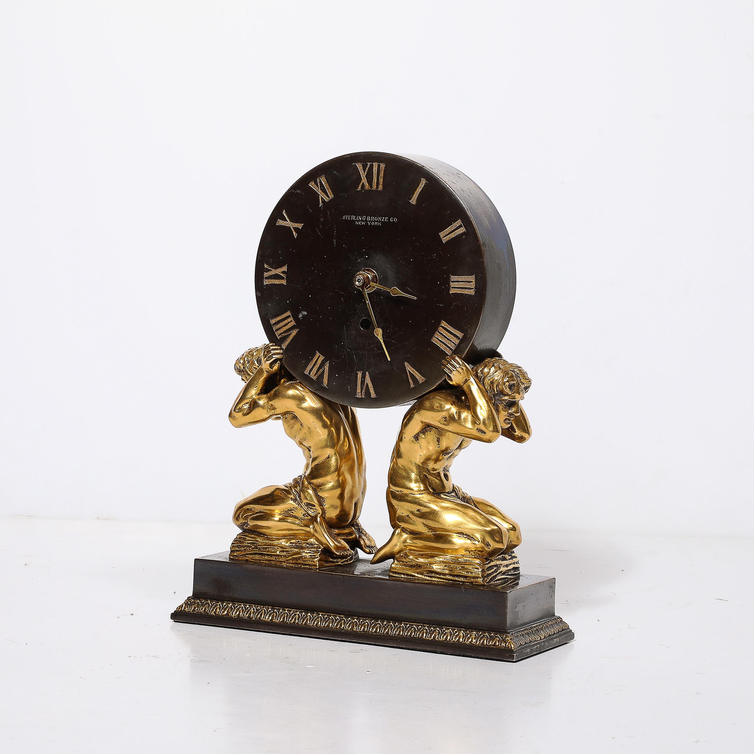Neoclassical Gilt Bronze Mantlepiece Clock by Sterling Bronze Co. For Sale 2