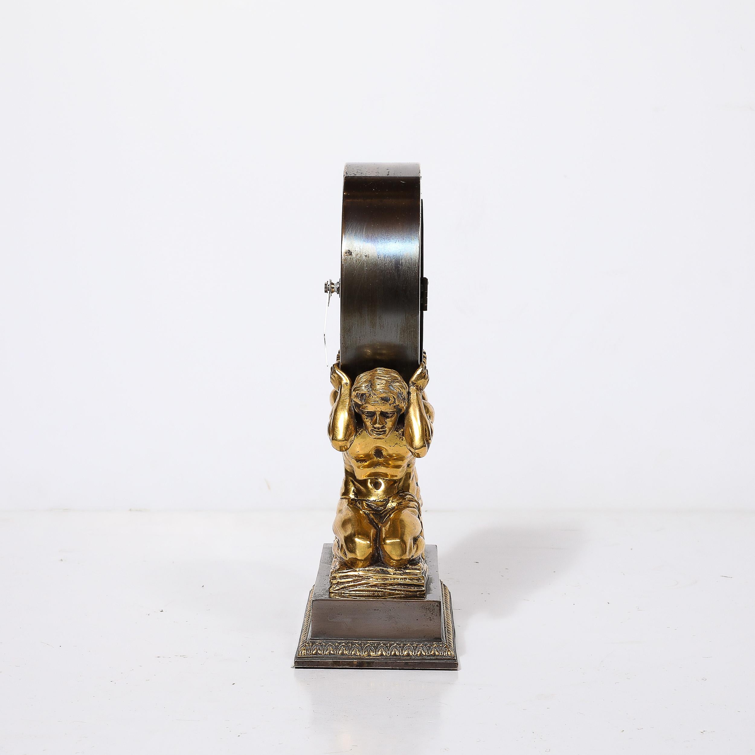 Neoclassical Gilt Bronze Mantlepiece Clock by Sterling Bronze Co. For Sale 3