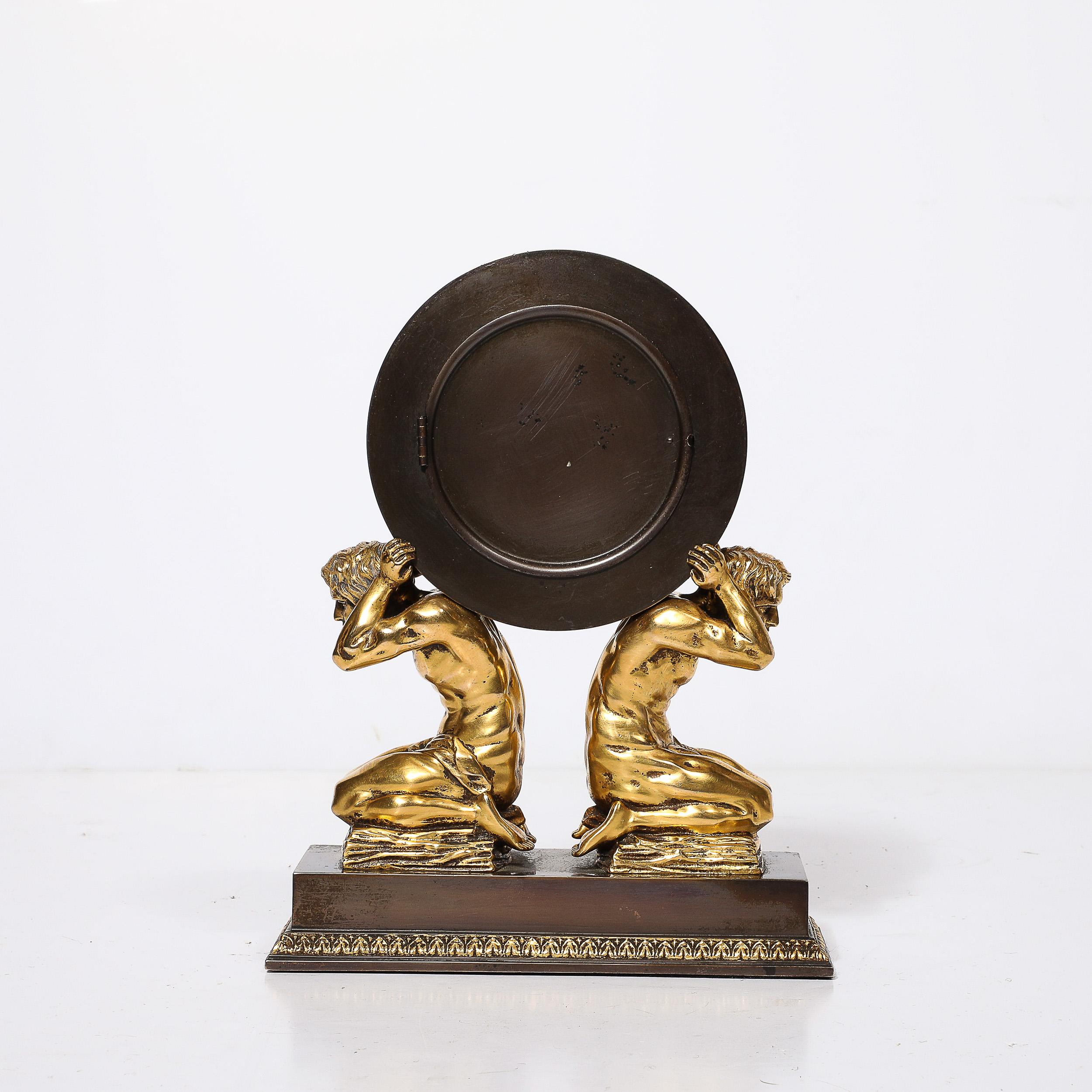 Neoclassical Gilt Bronze Mantlepiece Clock by Sterling Bronze Co. For Sale 4