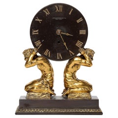 Antique Neoclassical Gilt Bronze Mantlepiece Clock by Sterling Bronze Co.
