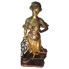 Neoclassical Gilt Bronze on Marble Three-Tier Pedestal, Eduard Drouot, 1859-1945