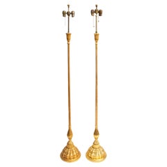 Antique Neoclassical Gilt Composition Floor Lamps, Pair