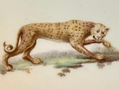 Neoklassizistischer vergoldeter Teller mit Leopardenmotiv