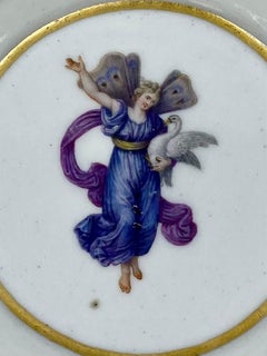 Gilt Decorated Plate With Nymph Fairy and Swan Figure