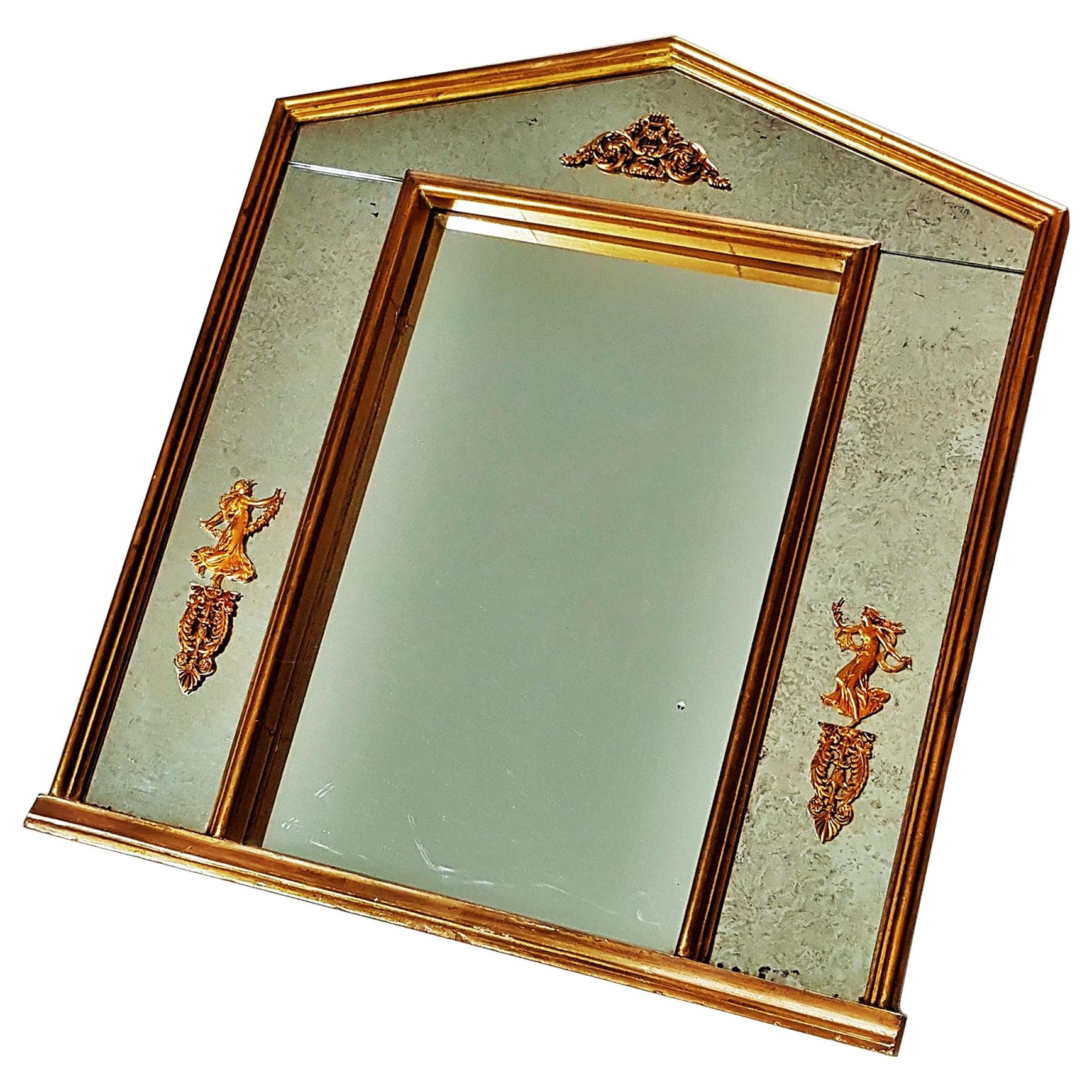 Neoclassical Gilt Empire Mirror, France For Sale