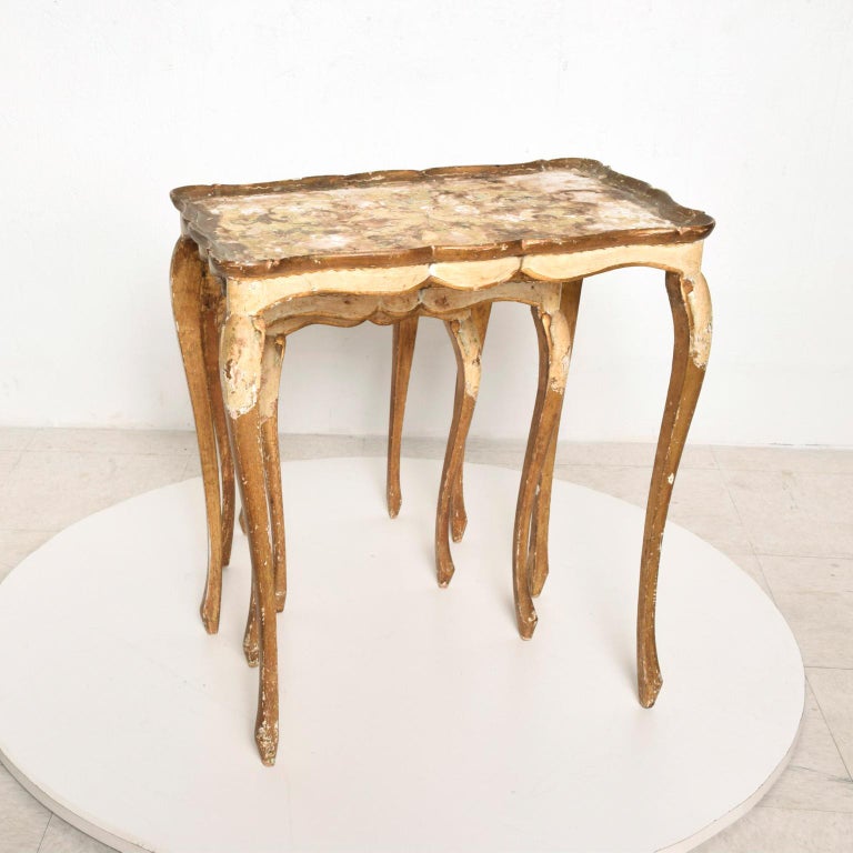 Neoclassical Gilt Florentine, Italian Nesting Tables For Sale at 1stDibs