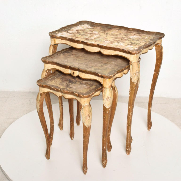 Neoclassical Gilt Florentine, Italian Nesting Tables For Sale at 1stDibs