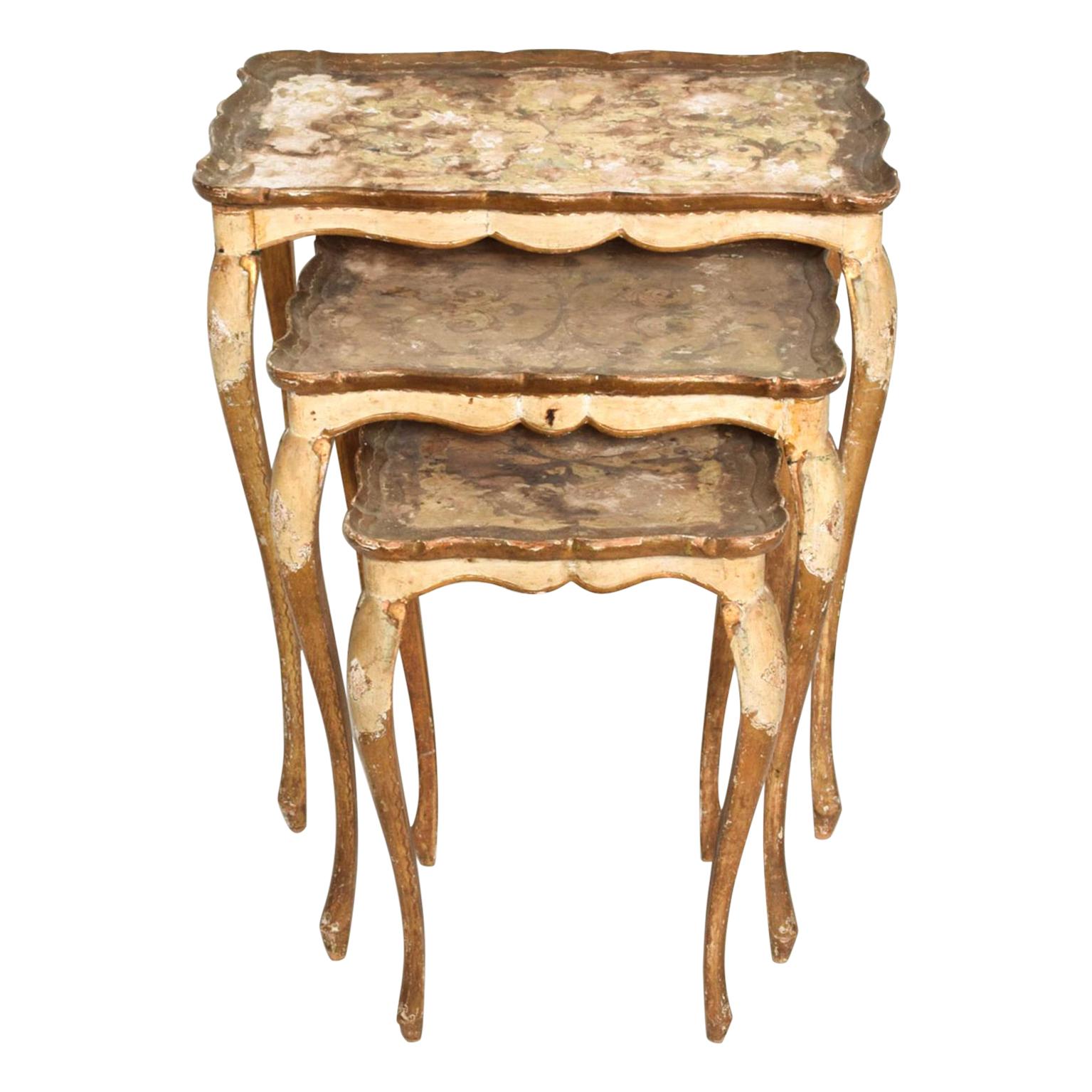 Vintage Nesting Tables
A set of three vintage gold Florentine nesting tables, made in Italy, circa the 1960s.
Dimensions: 1.- 24