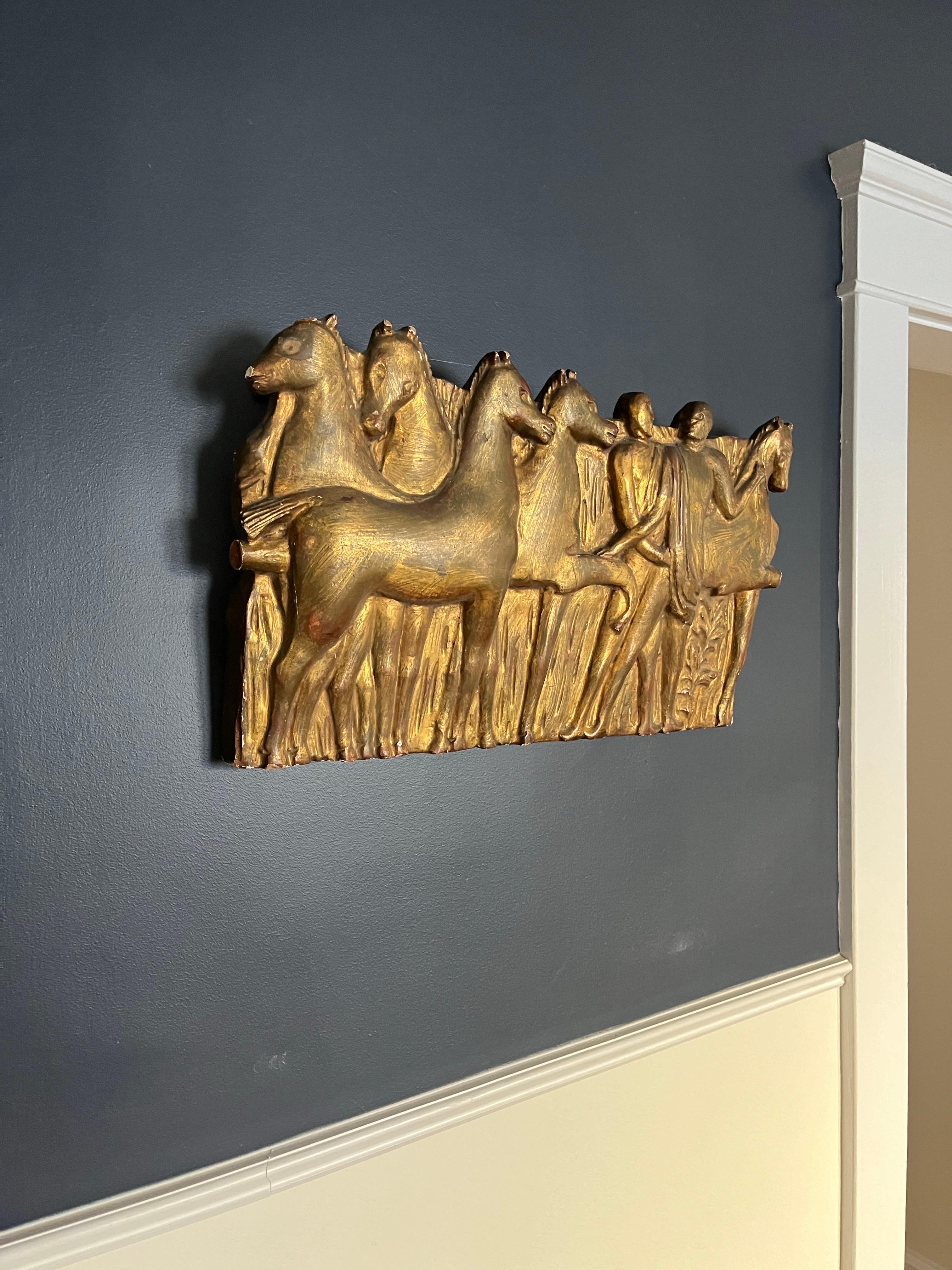 Hand-Carved Neoclassical Gilt Frieze Fratelli Paoletti Firenze Italy For Sale