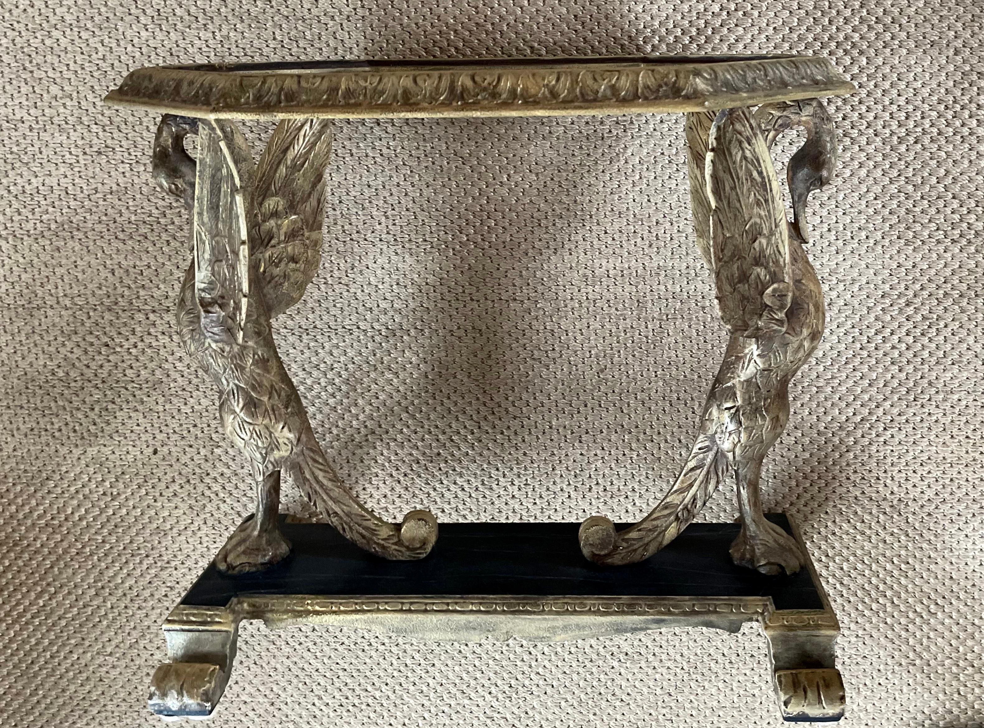 American Neoclassical Gilt Iron Swan Table For Sale