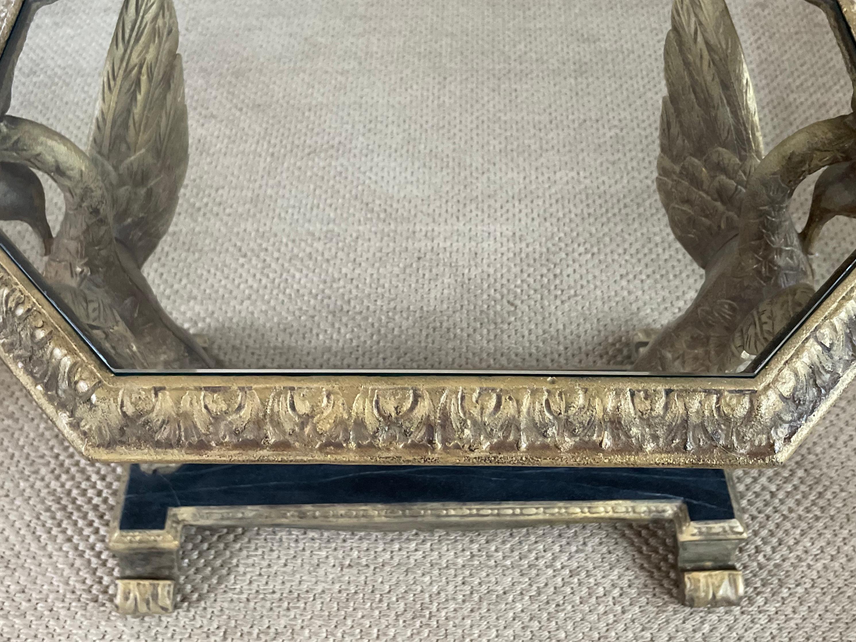 20th Century Neoclassical Gilt Iron Swan Table For Sale