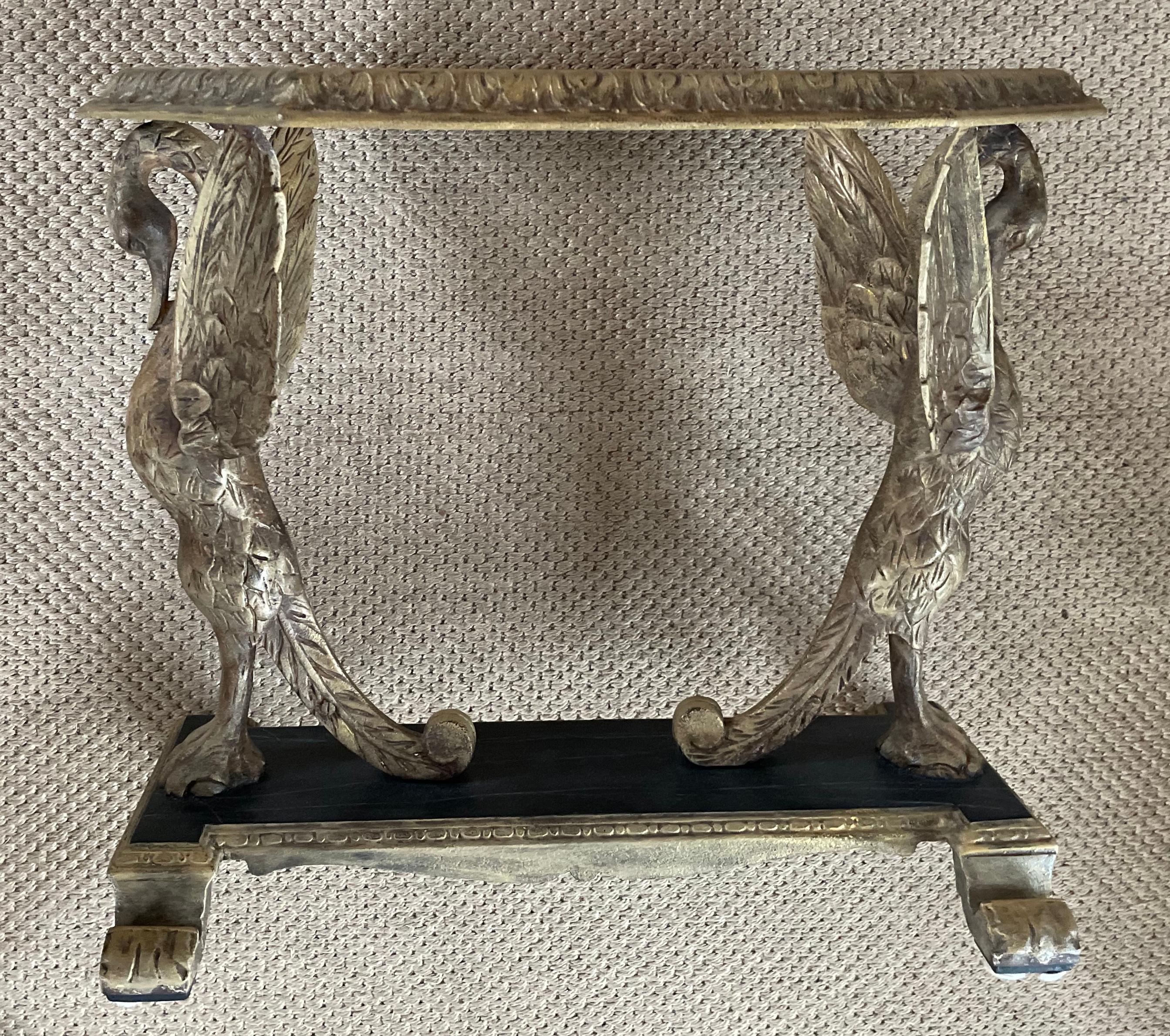 Glass Neoclassical Gilt Iron Swan Table For Sale