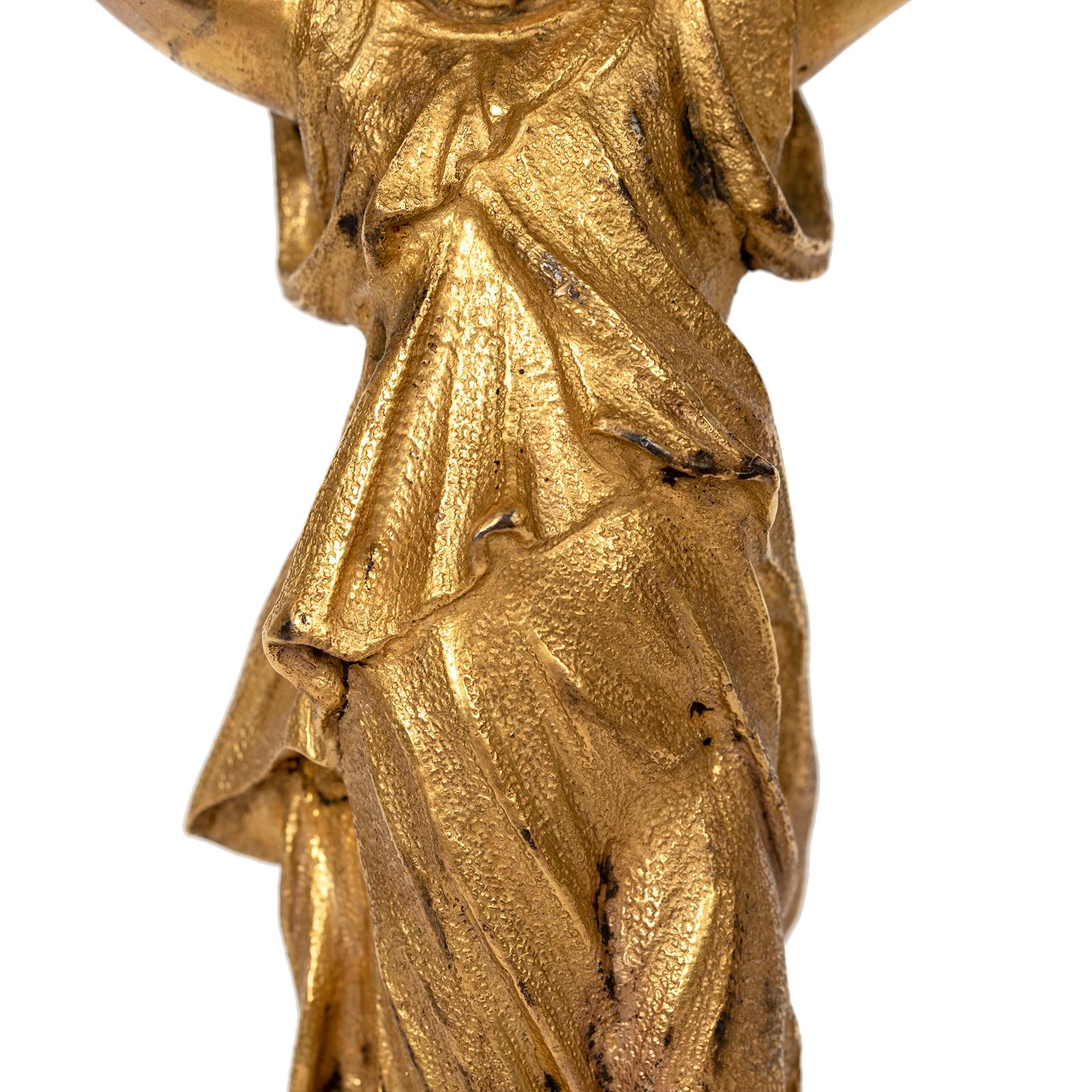 Mid-20th Century Neoclassical Gilt Metal Figure with Marble