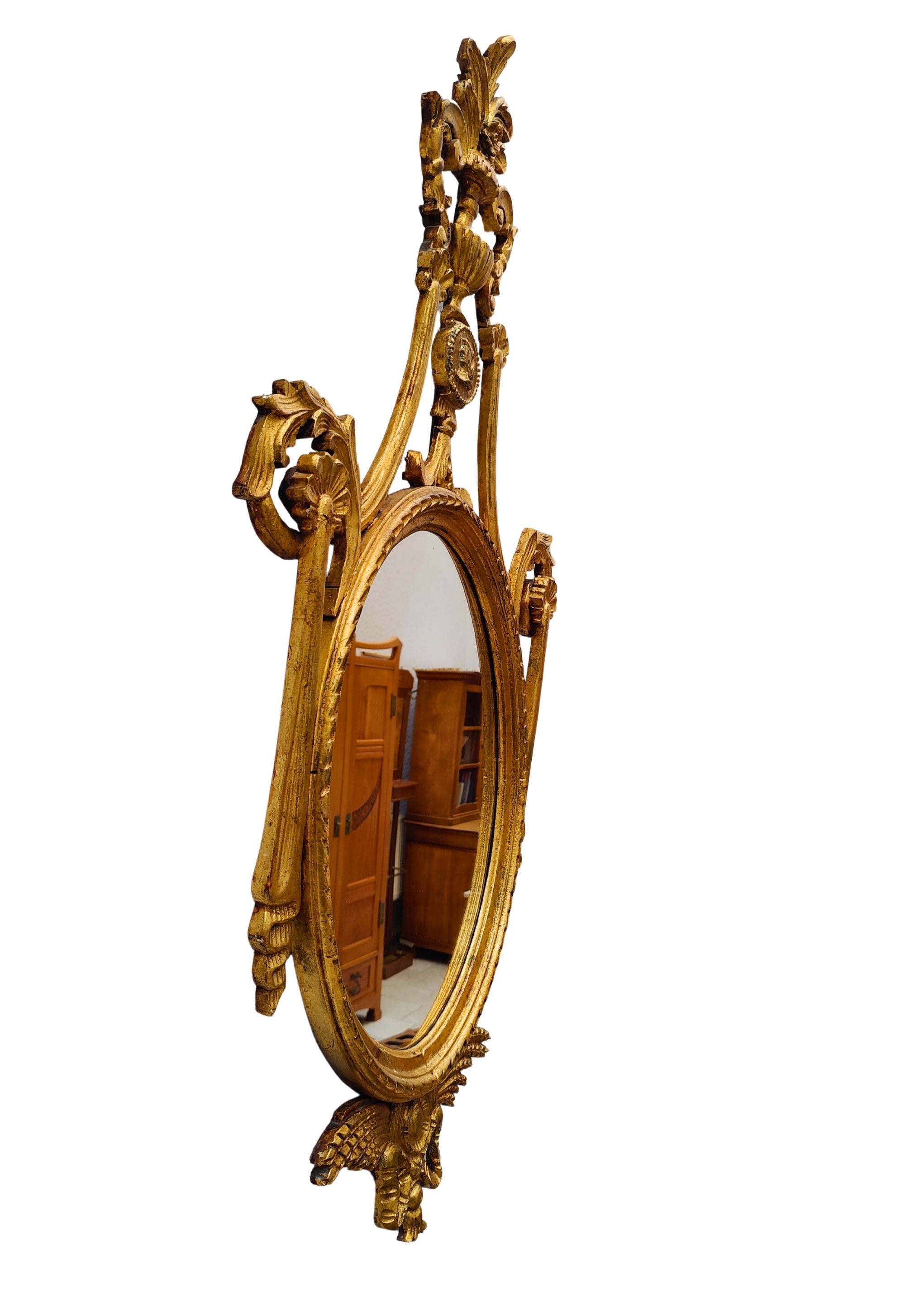 Neoclassical Gilt Mirror circa 1800 with Carved Eagle Ornament For Sale 7