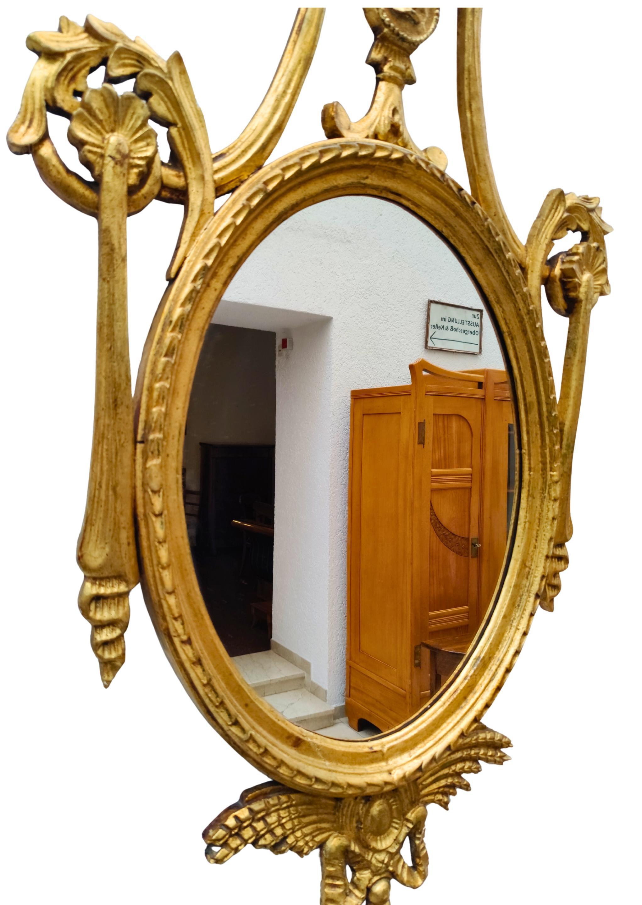 Neoclassical Gilt Mirror circa 1800 with Carved Eagle Ornament For Sale 8