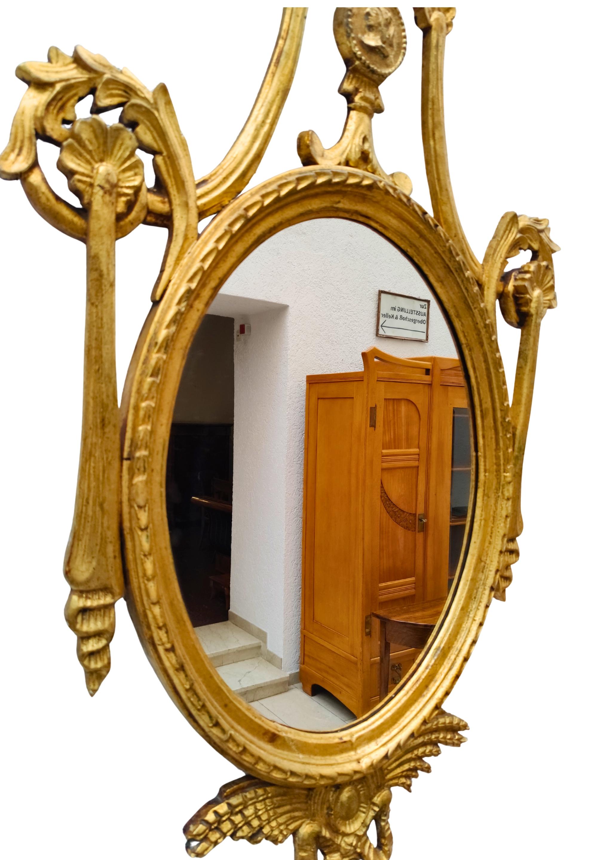 19th Century Neoclassical Gilt Mirror circa 1800 with Carved Eagle Ornament For Sale