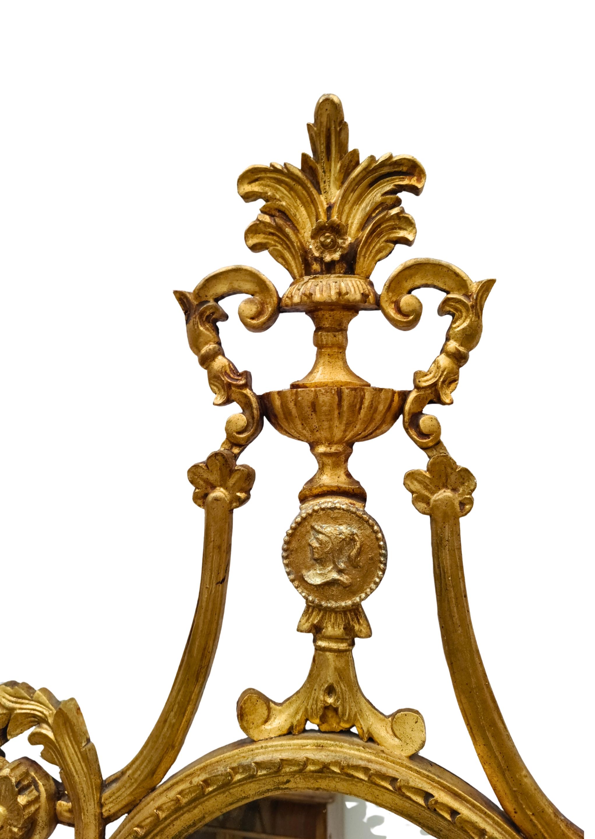 Spruce Neoclassical Gilt Mirror circa 1800 with Carved Eagle Ornament For Sale